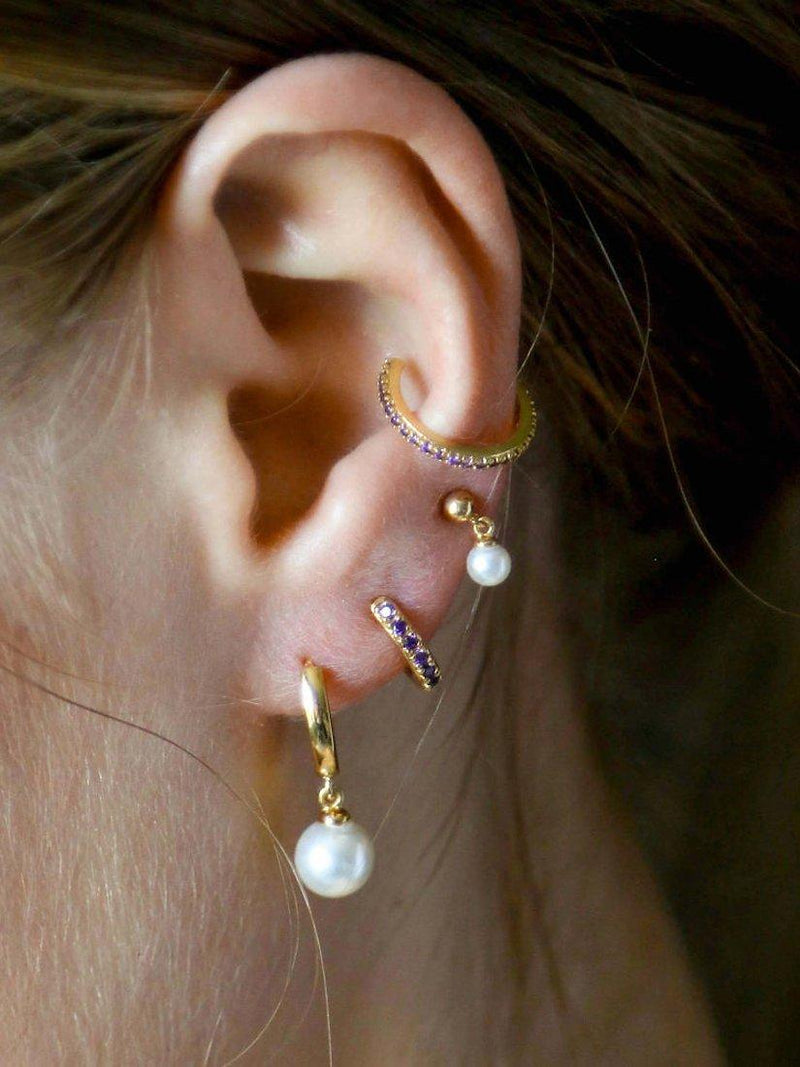 Orelia pearl drop huggie hoop earrings (British brand)
