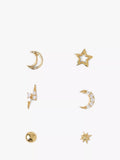 Orelia celestial stud earrings pack of 6 pale gold - British product