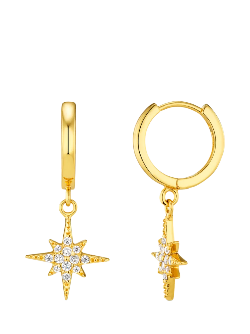 Orelia crystal star drop hoop earrings pale gold, imported from the UK