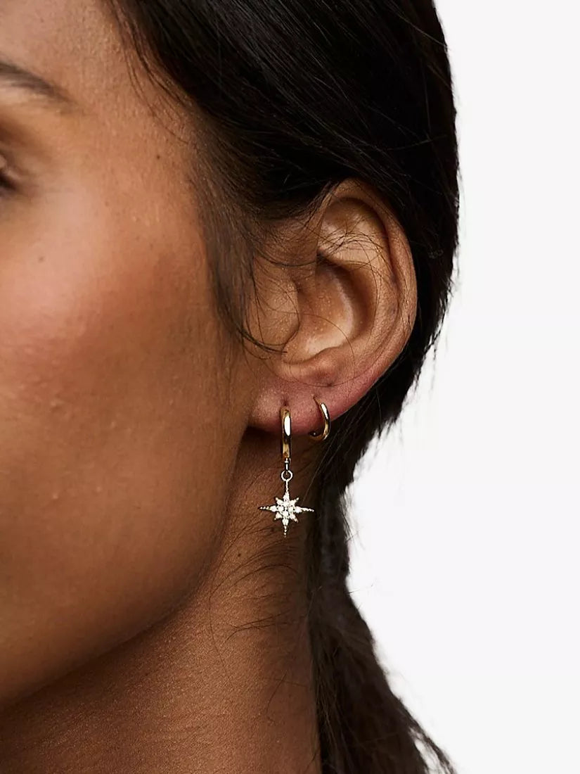 Orelia crystal star drop hoop earrings pale gold, imported from the UK