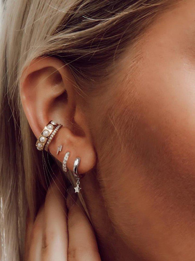 Orelia lightning and star earrings set of 3 silver - British product