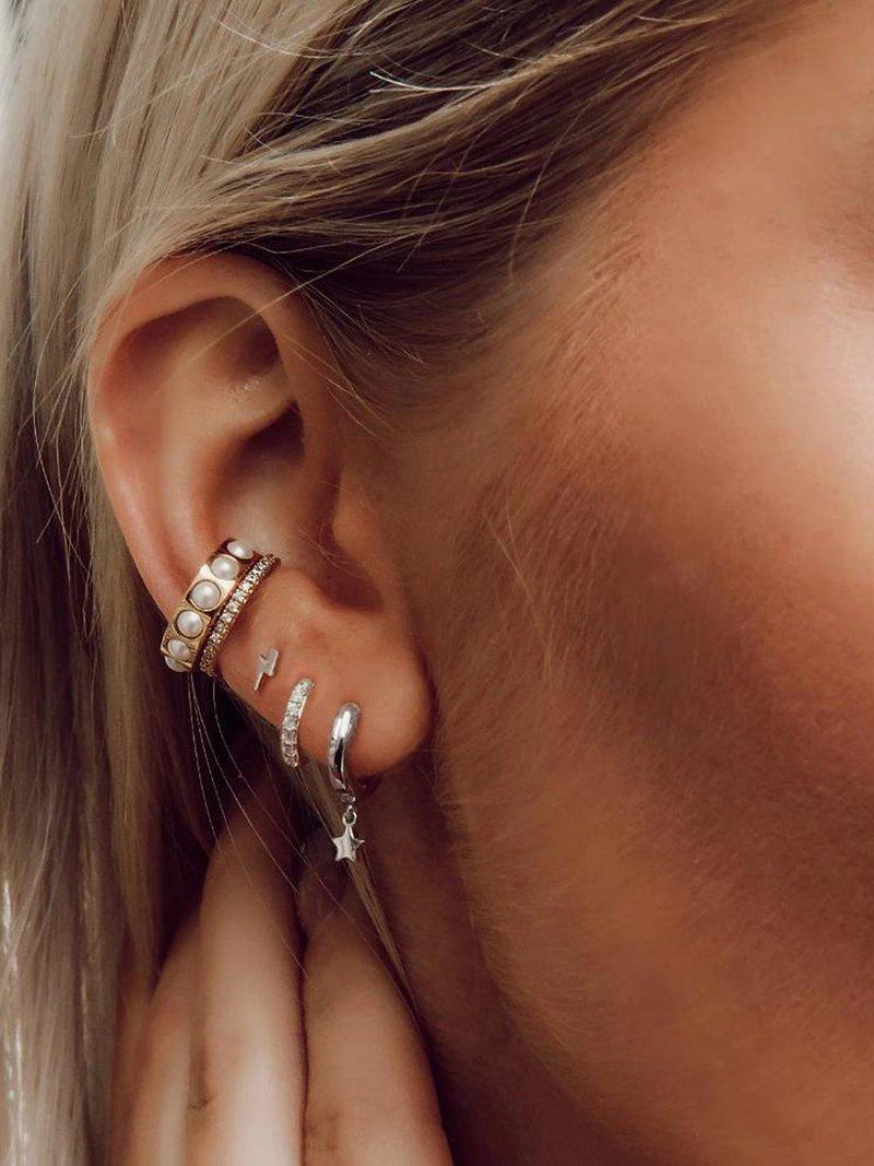 Orelia lightning and star earrings set of 3 silver - British product