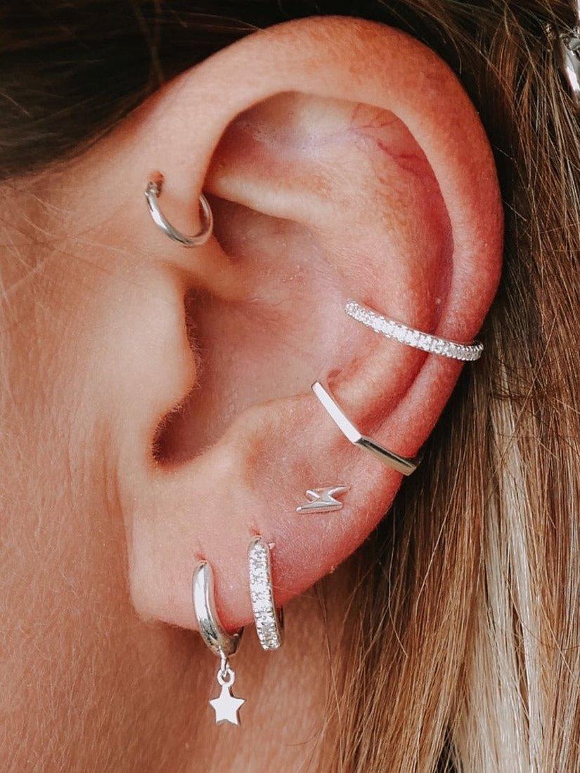 Orelia lightning and star earrings set of 3 silver - British product