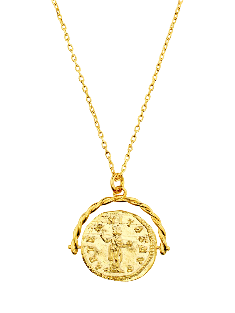 Orelia medallion spinner necklace pale gold 40cm - British product