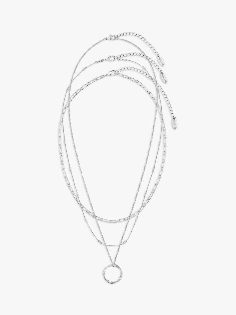 Orelia Open Circe three row silver necklace (British brand)