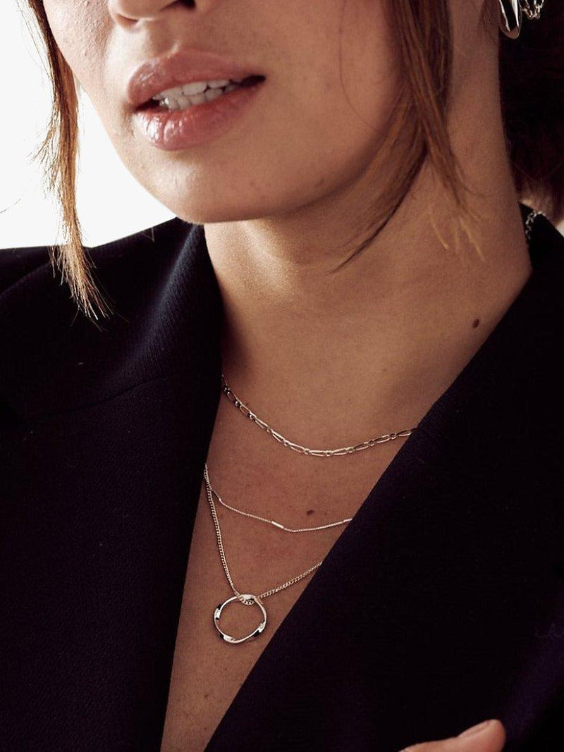 Orelia Open Circe three row silver necklace (British brand)