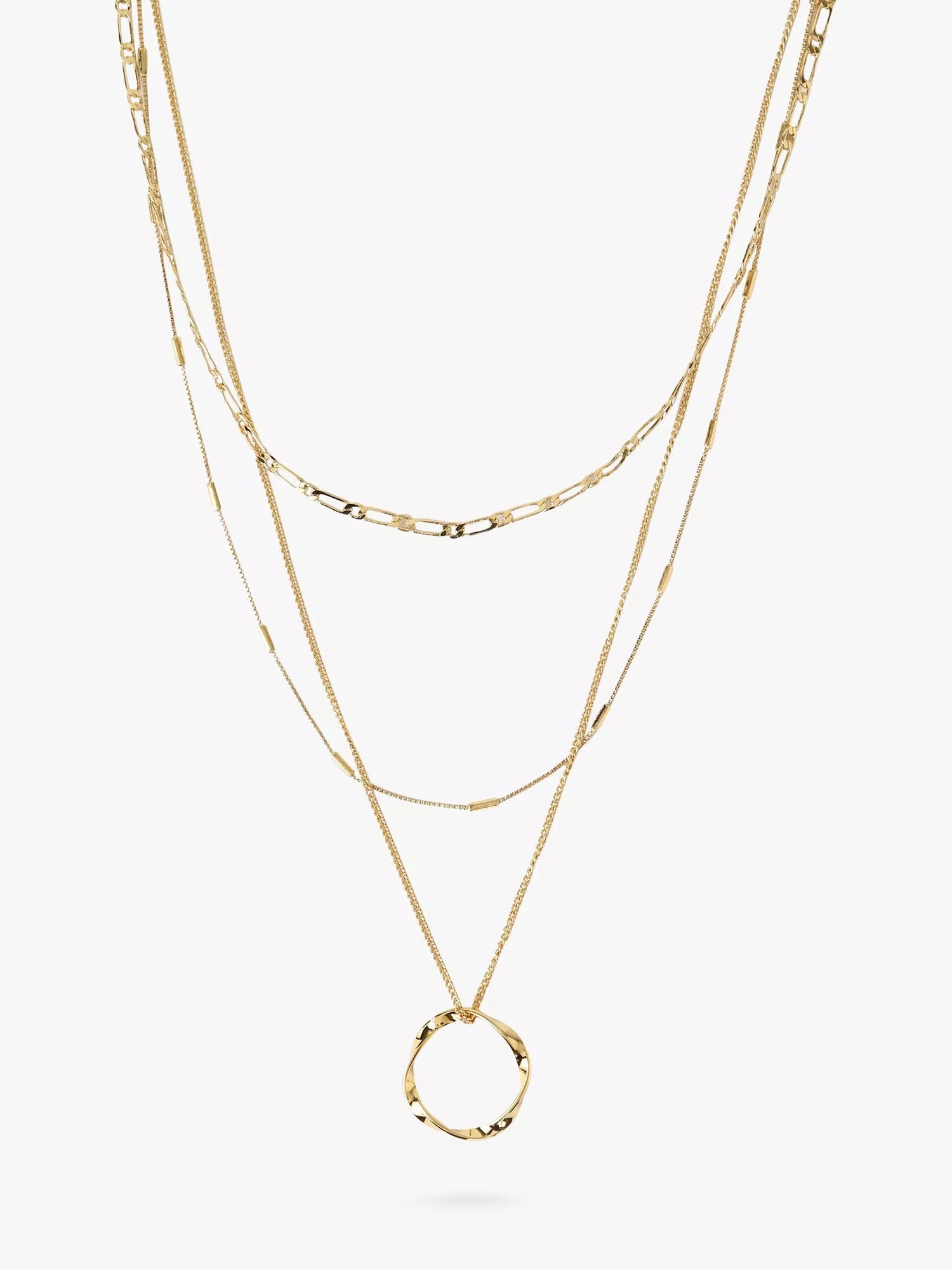 Orelia Open Circe three row silver necklace (British brand)