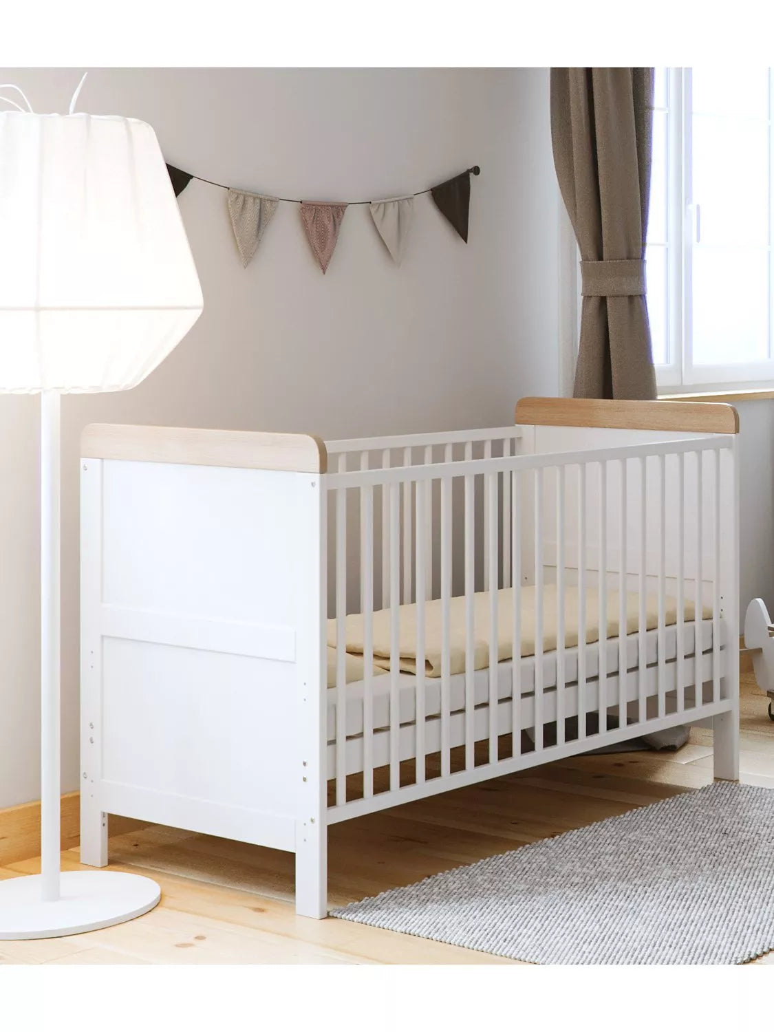 Little Acorns Classic Two-Tone Cotbed - White/Oak