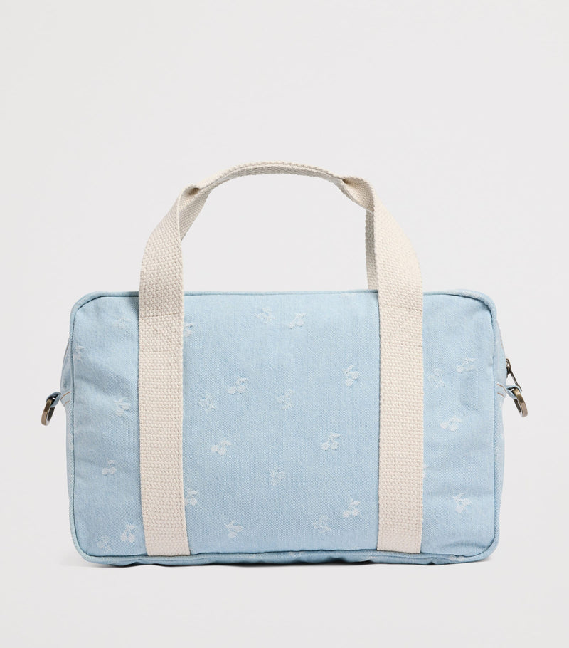 Bonpoint denim Gigia bowling bag with embroidered cherries - British product