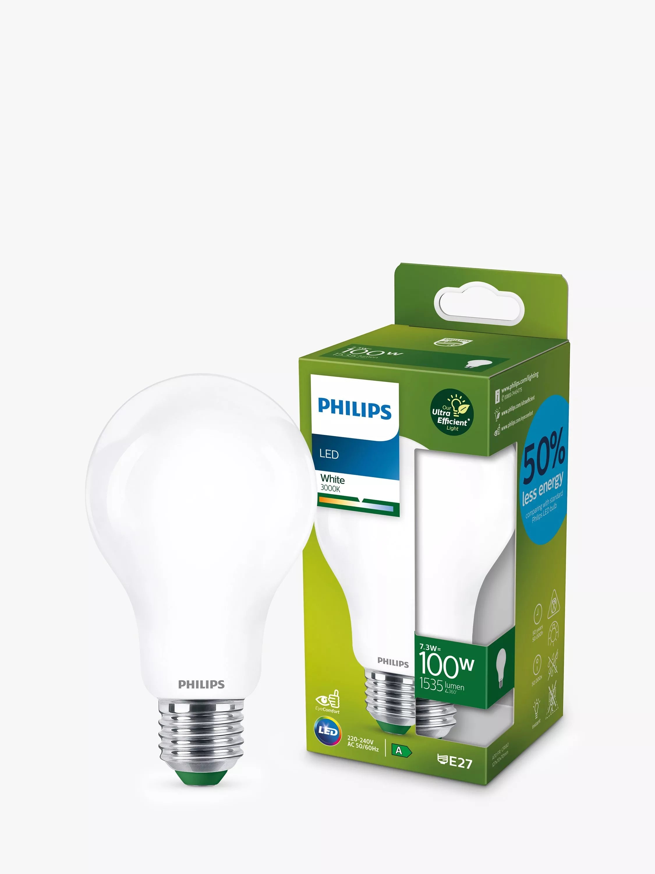 Philips Ultra Efficient LED bulb 7.3W E27 (British brand)