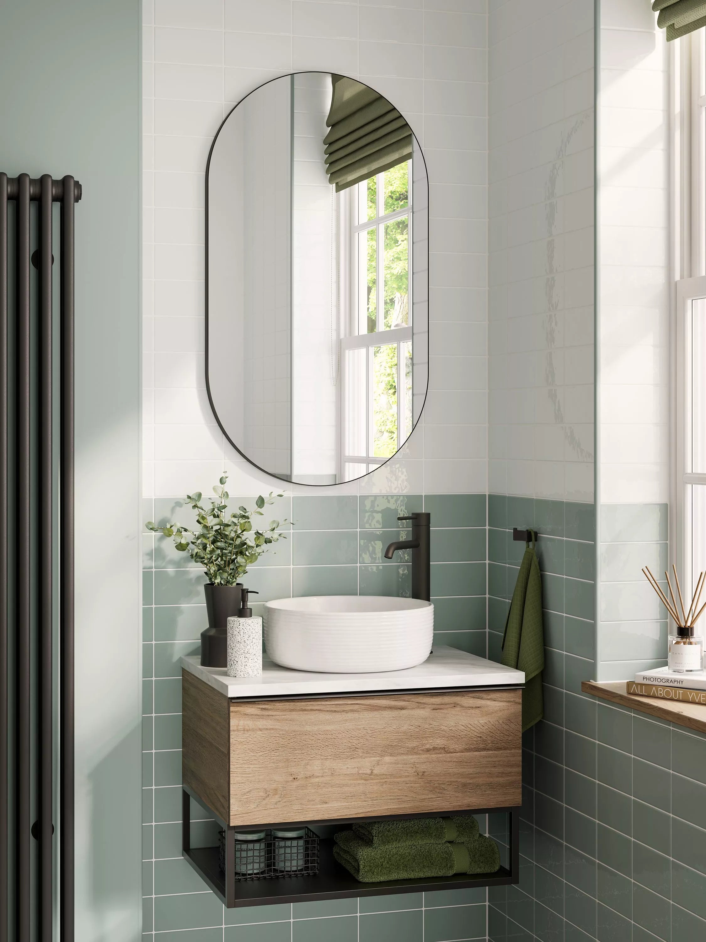 hib. Fusion Pill Bathroom Mirror, 90x50cm, Black