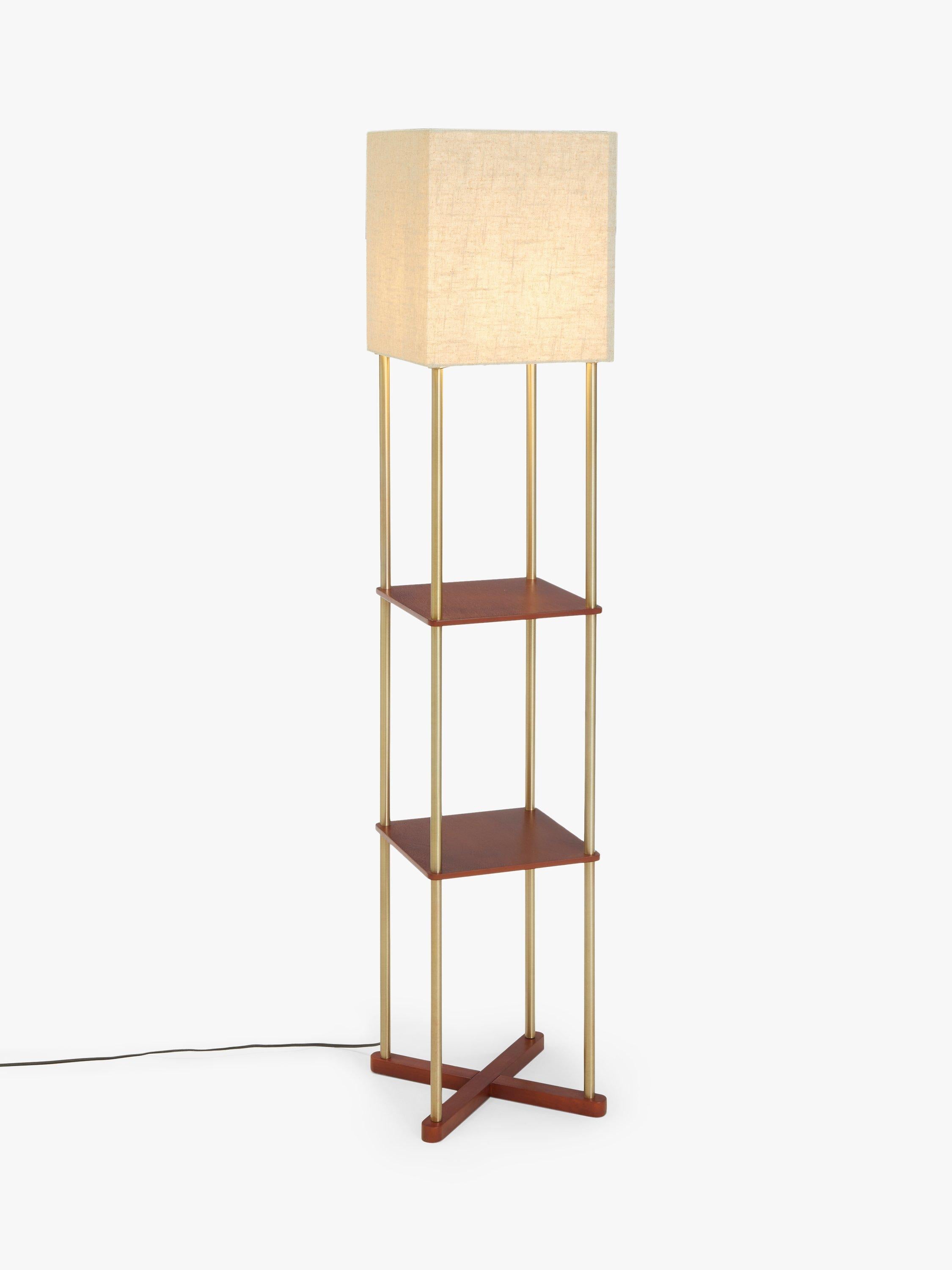 John Lewis Harrison floor lamp walnut shelves steel, imported from the UK