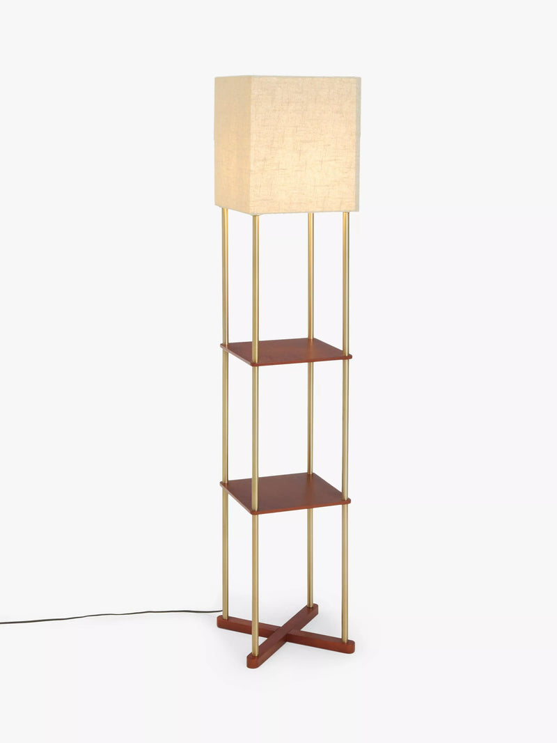 John Lewis Harrison floor lamp walnut shelves steel, imported from the UK
