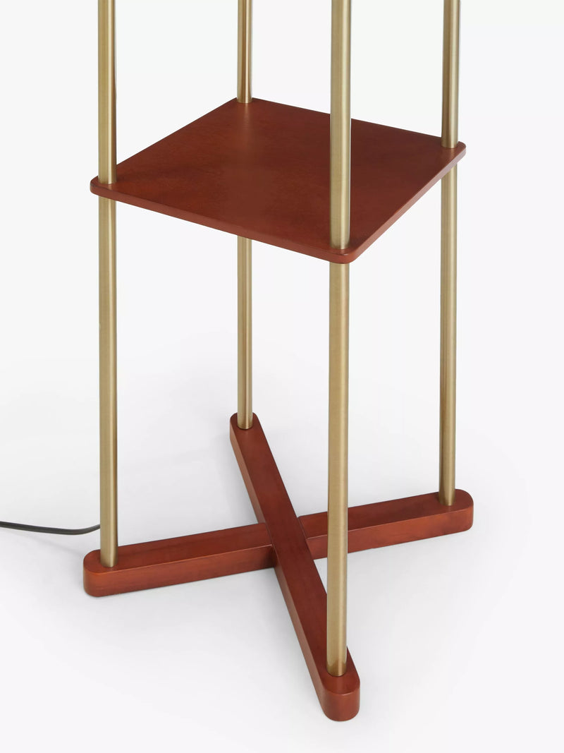 John Lewis Harrison floor lamp walnut shelves steel, imported from the UK