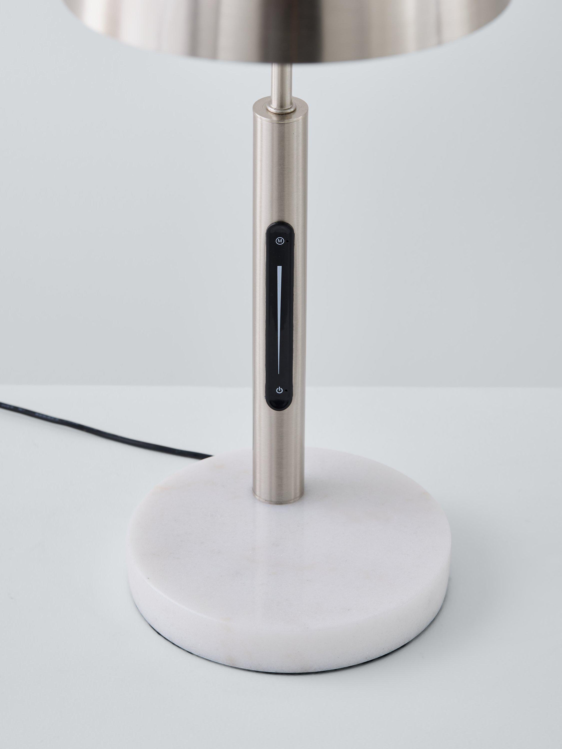 John Lewis Arc LED table lamp brushed steel, imported from the UK