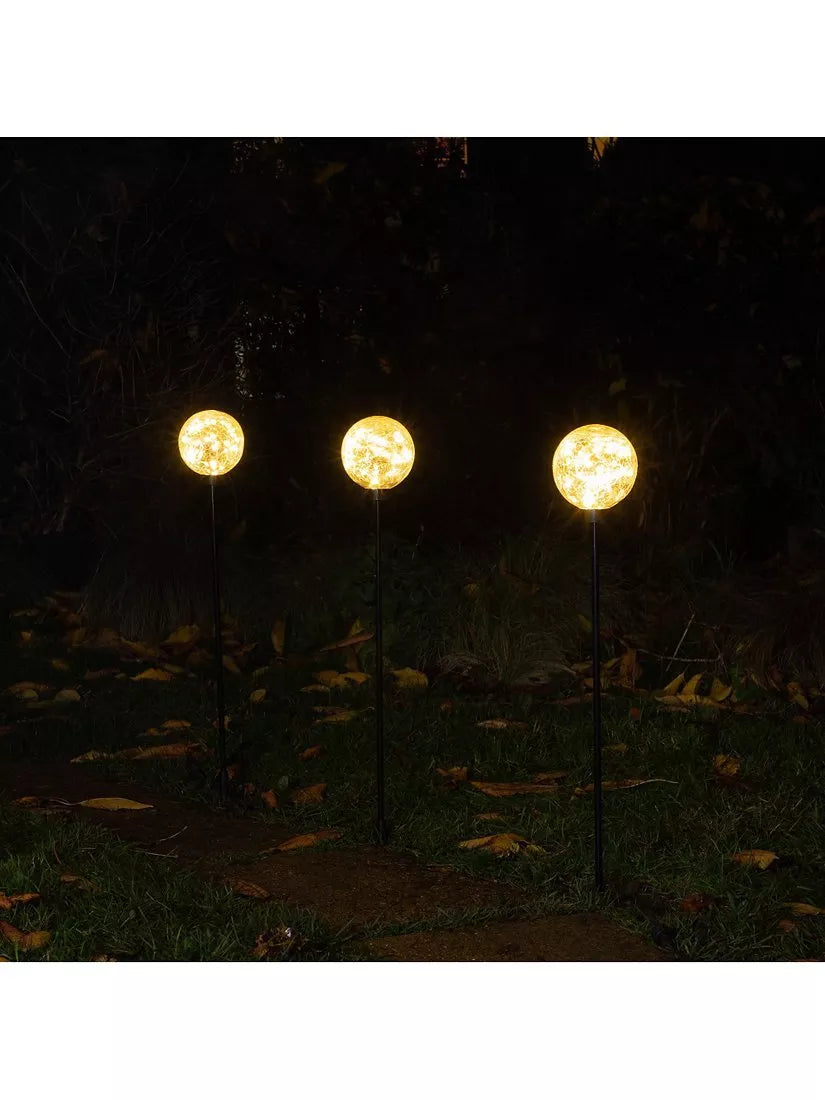 NOMA crackle ball stake lights warm white set of 3, UK version