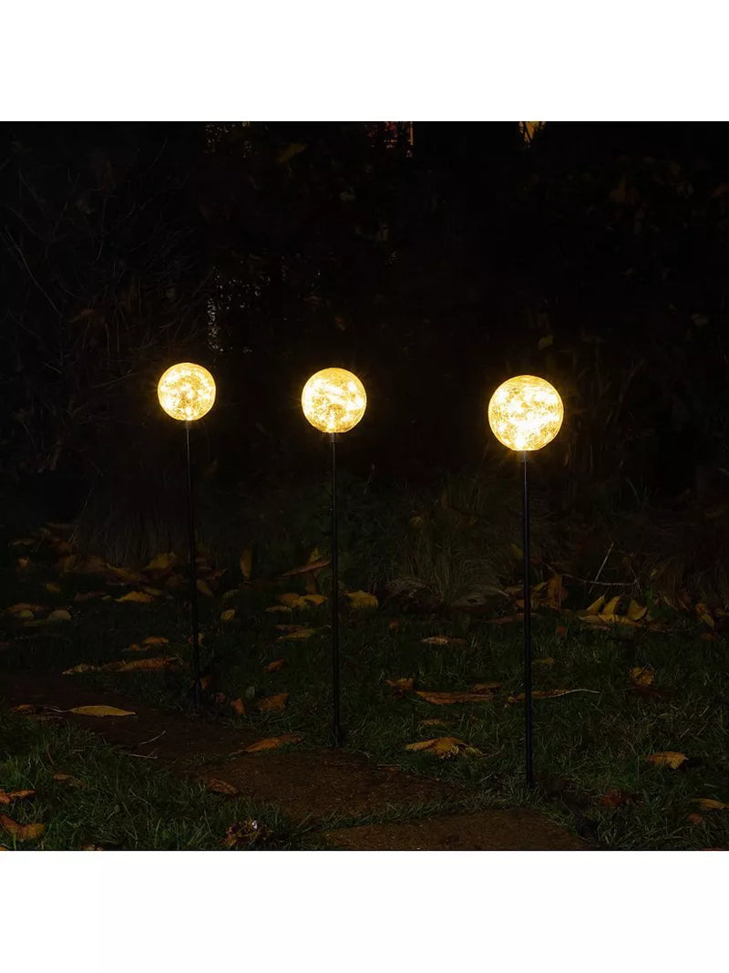 NOMA crackle ball stake lights warm white set of 3, UK version
