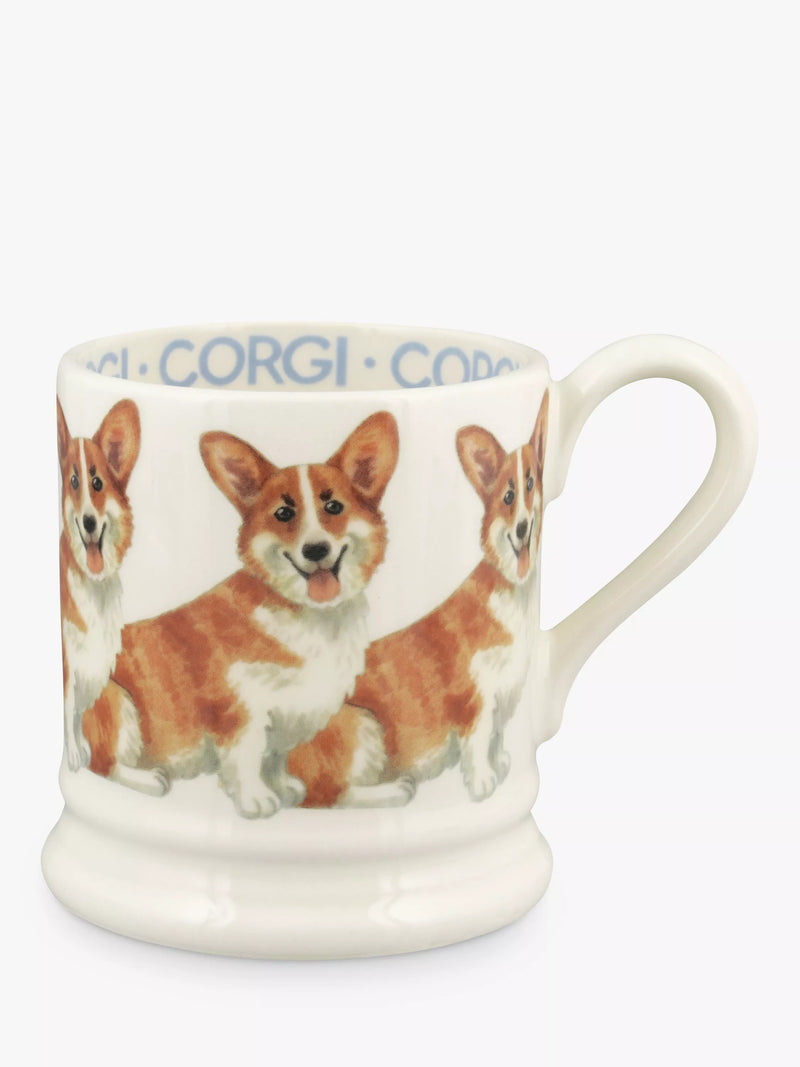 Emma Bridgewater Welsh Corgi design earthenware mug 300ml, brown and multi - British product