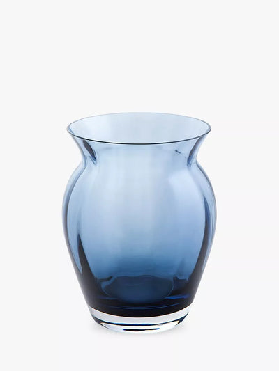 John Lewis Dartington Crystal Florabundance Tulip Vase, H18.5cm, Ink Blue