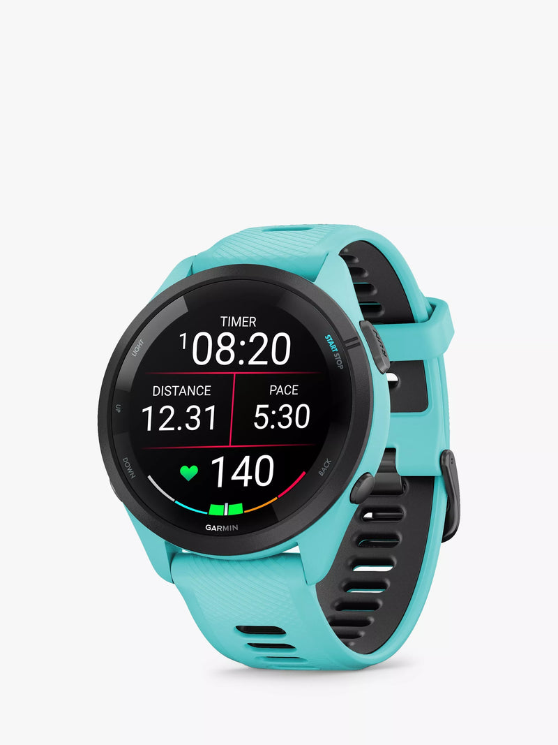 Garmin Forerunner 265 Wrist Heart Rate GPS Fitness Watch, Aqua/Black