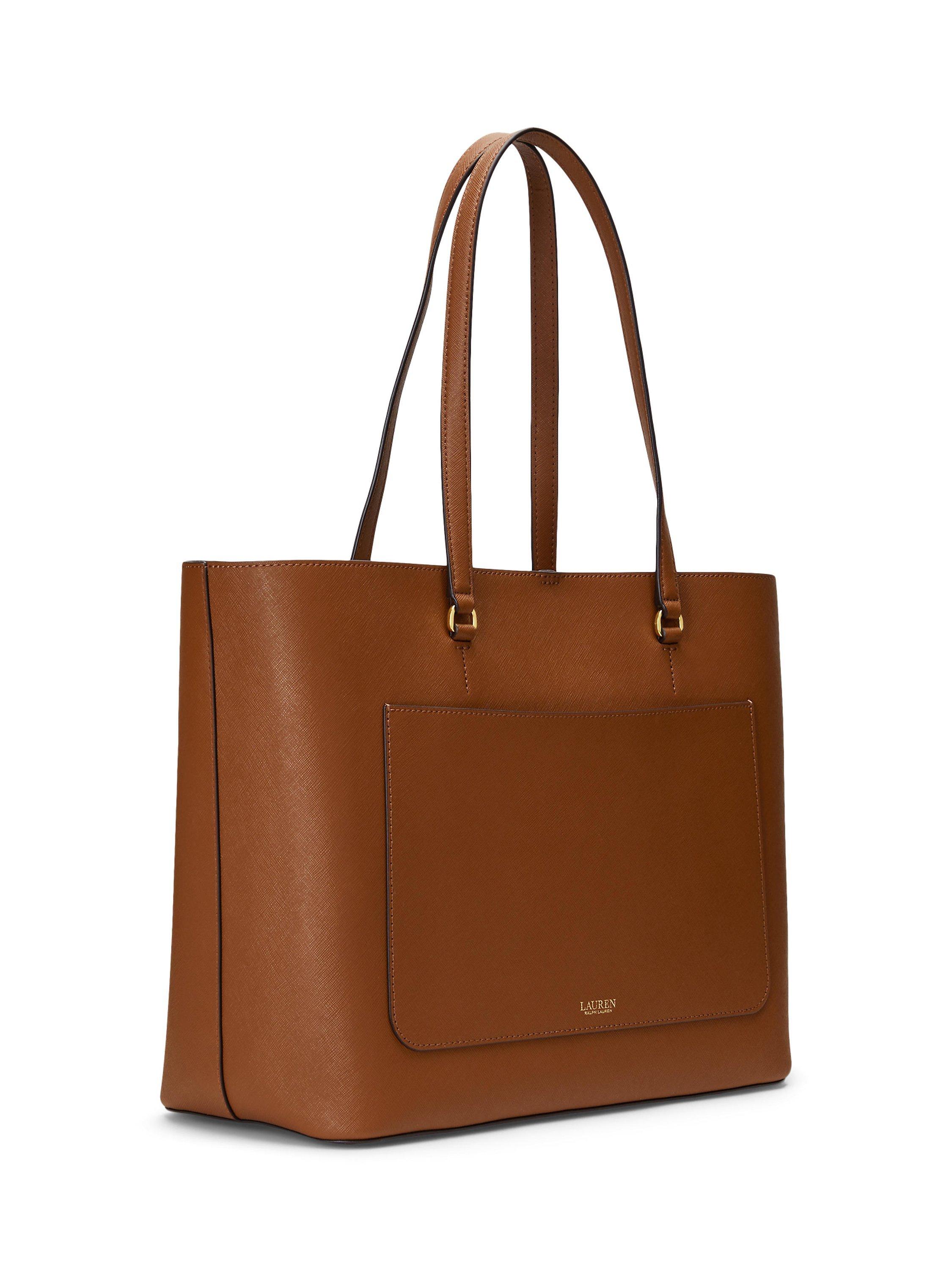 Ralph Lauren Karly crosshatch leather large tote bag - British product