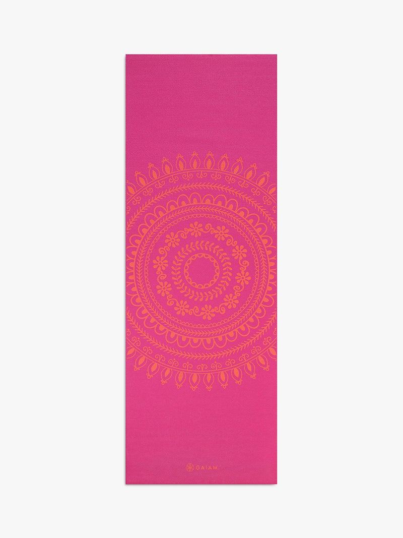 Gaiam dark pink yoga mat medallion pattern - imported from the UK