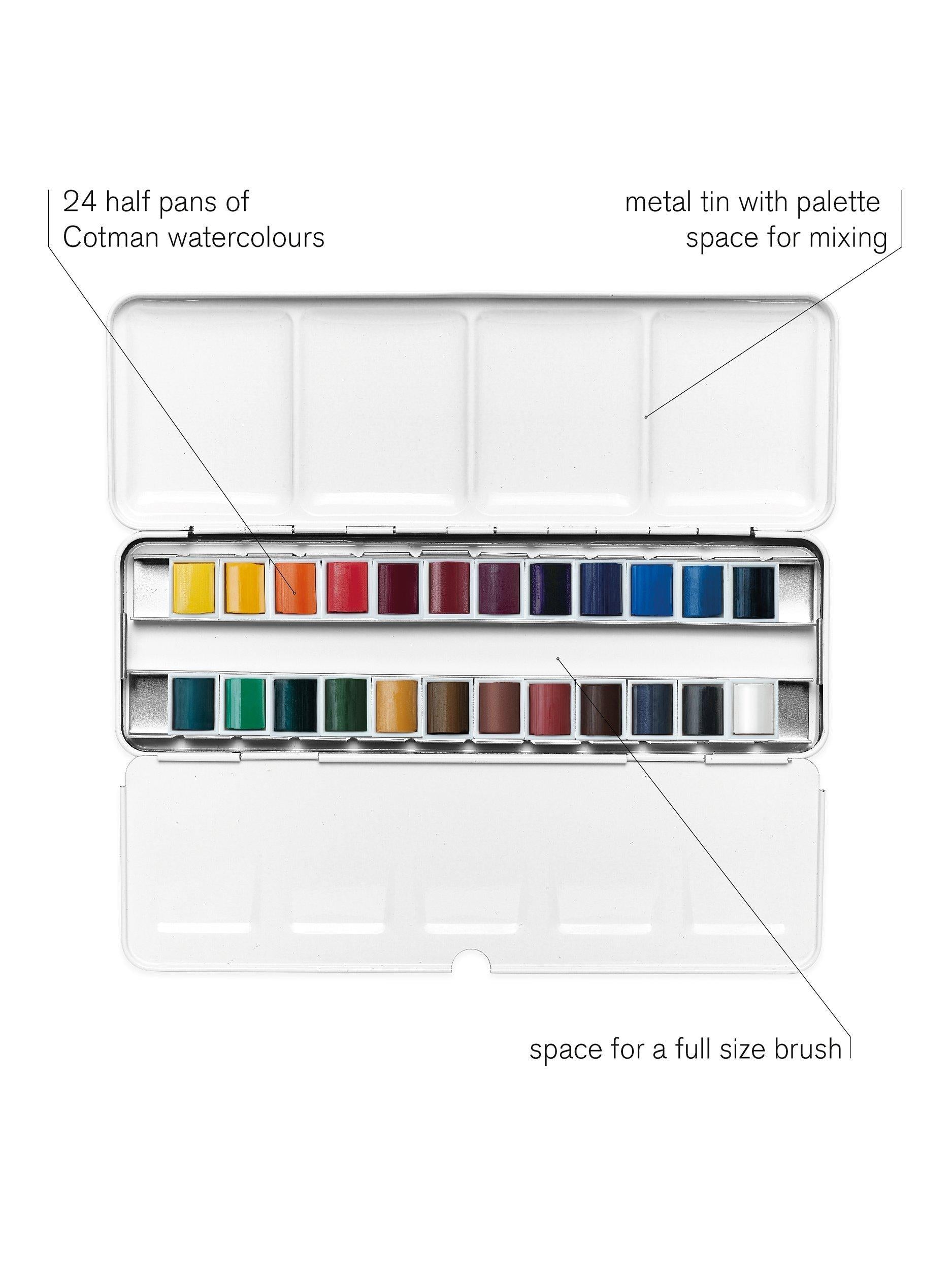 Winsor & Newton Cotman watercolour paints set of 24 half pans, UK version
