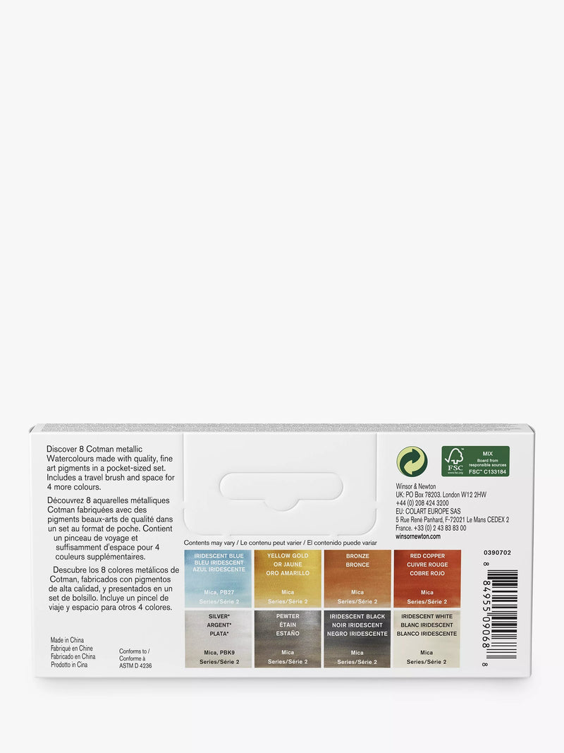 Winsor & Newton Cotman metallic watercolour set of 8 (British brand)