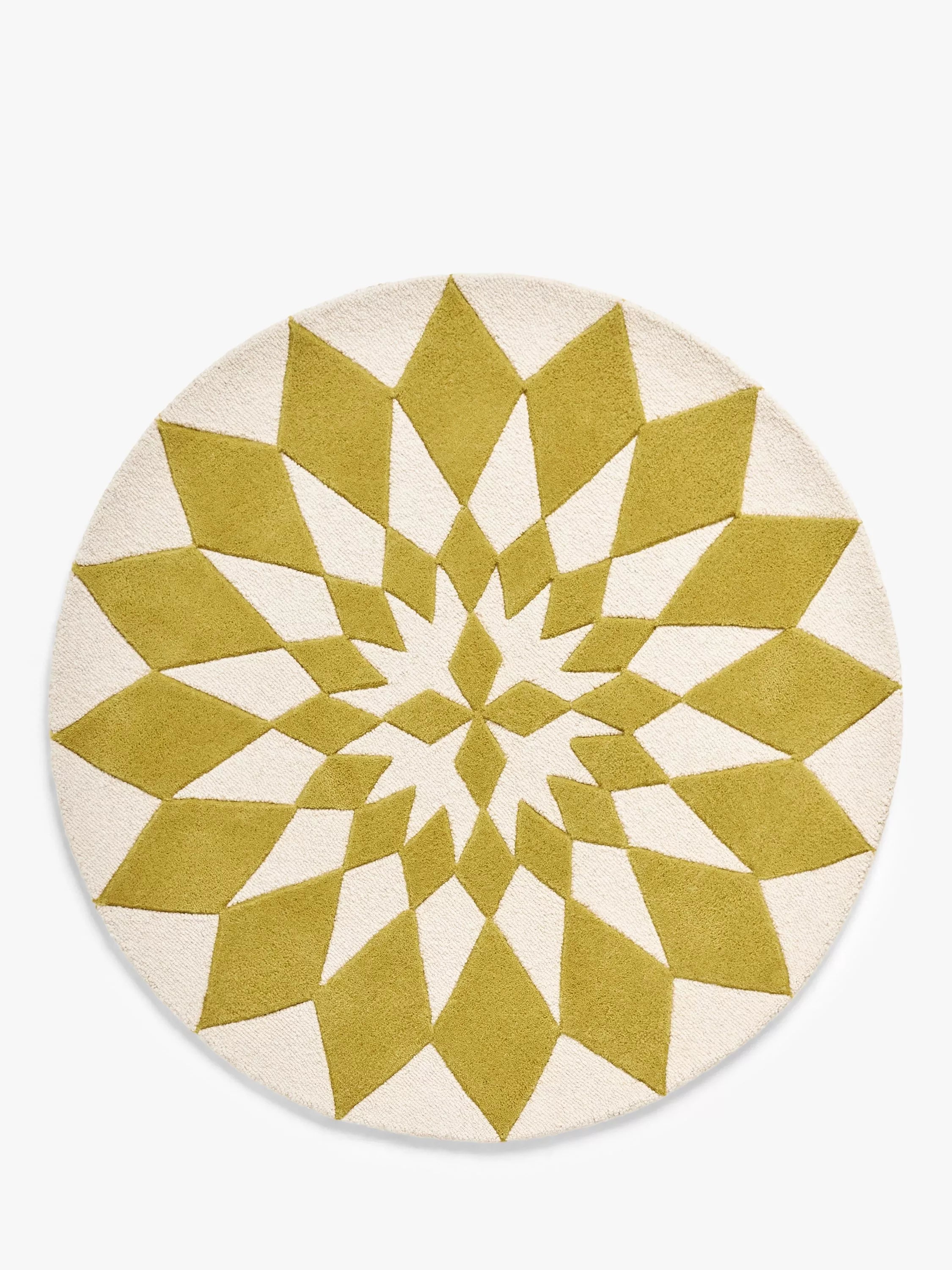 John Lewis Starburst Wool Rug, Dia. 100cm - Mustard