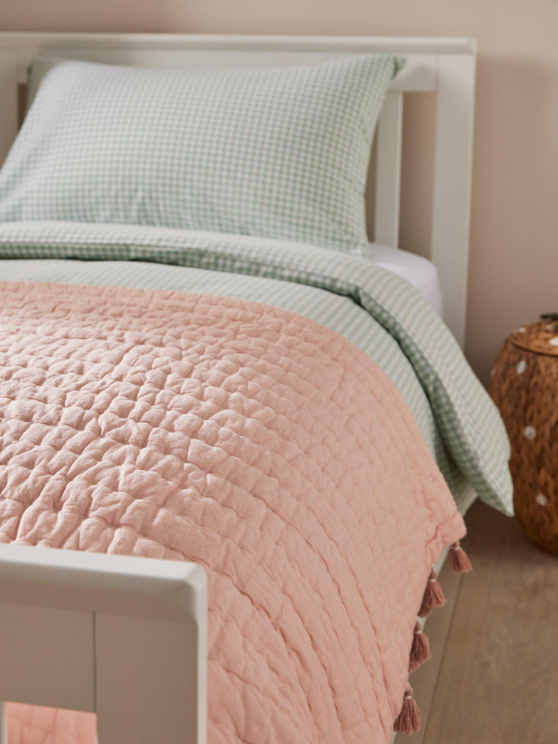 John Lewis kids' tassel pure cotton quilted throw, UK version