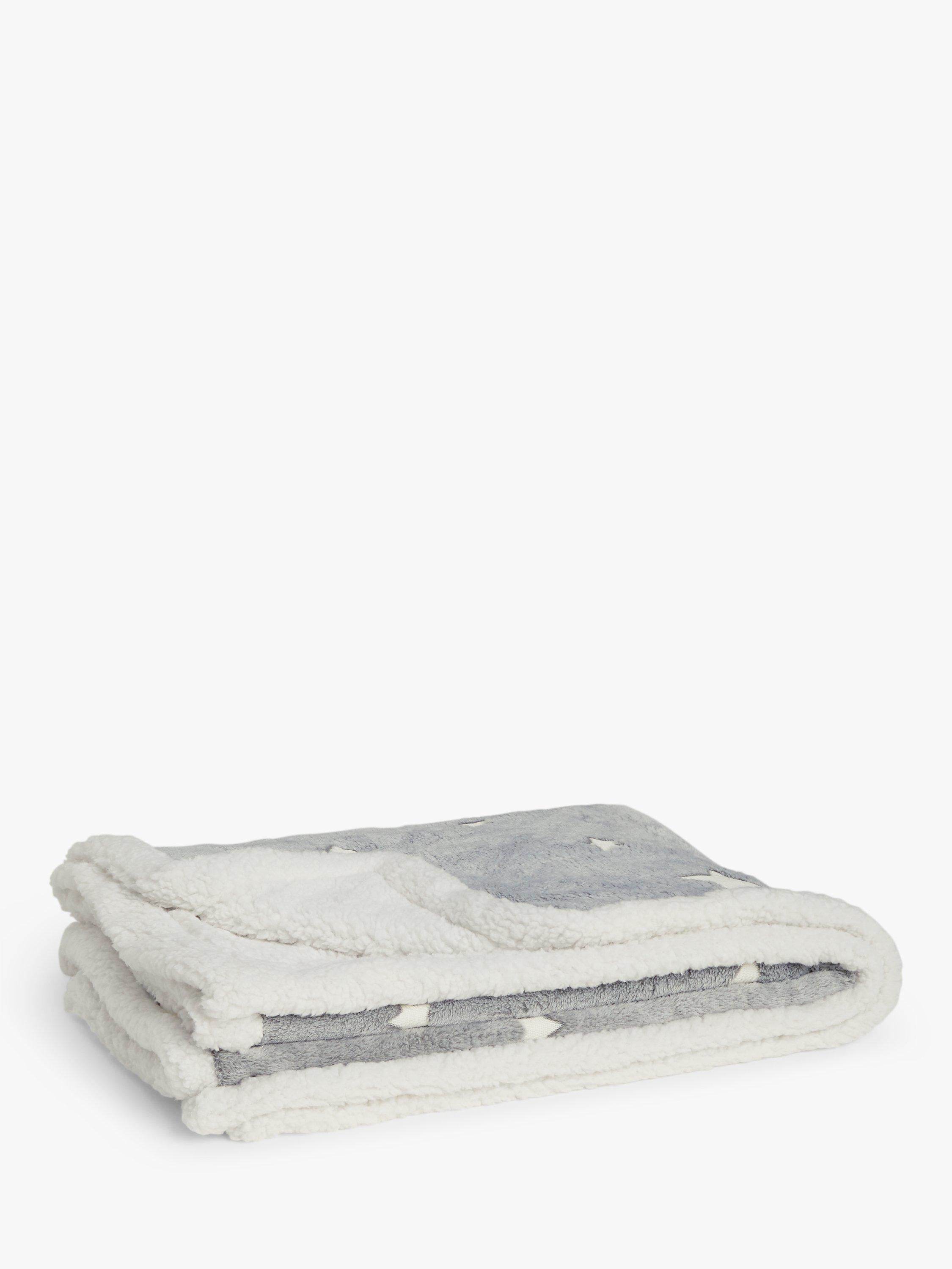 John Lewis kids' glow-in-the-dark star print sherpa fleece blanket, UK version