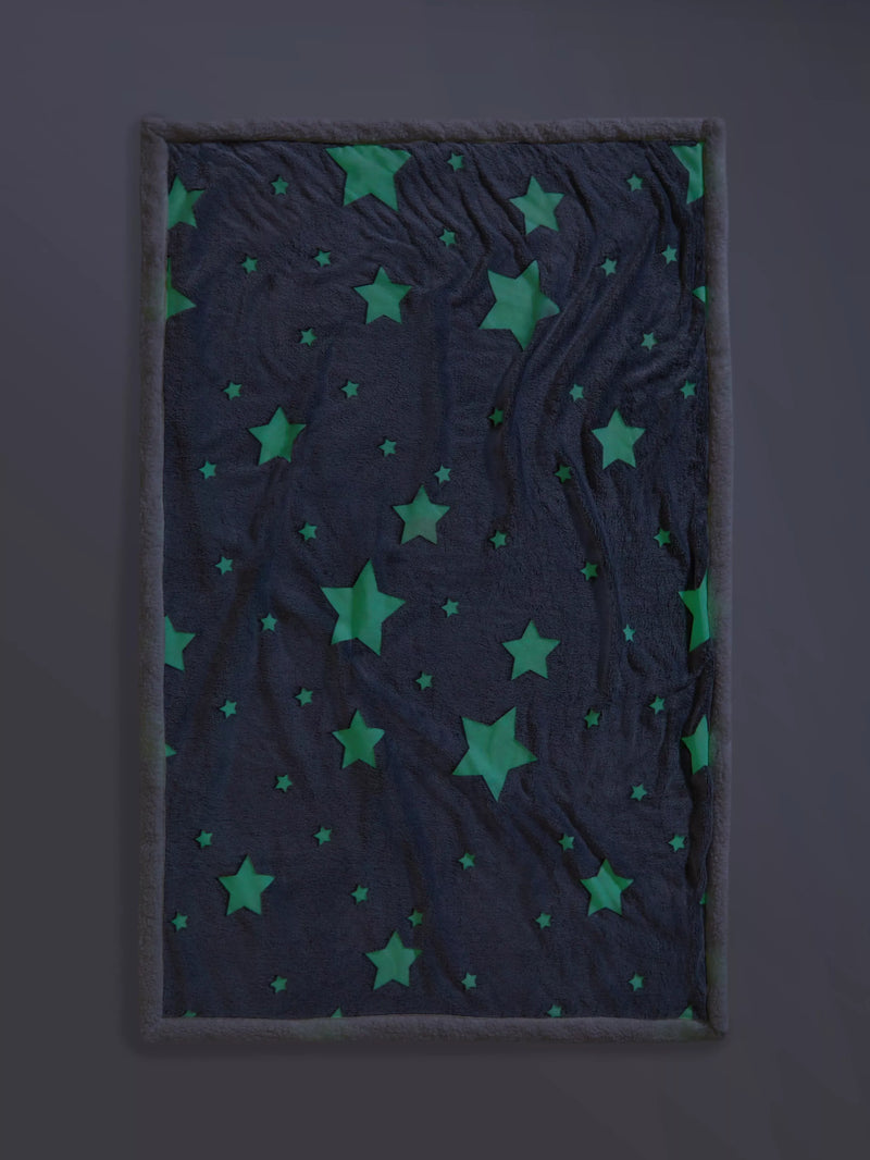 John Lewis kids' glow-in-the-dark star print sherpa fleece blanket, UK version