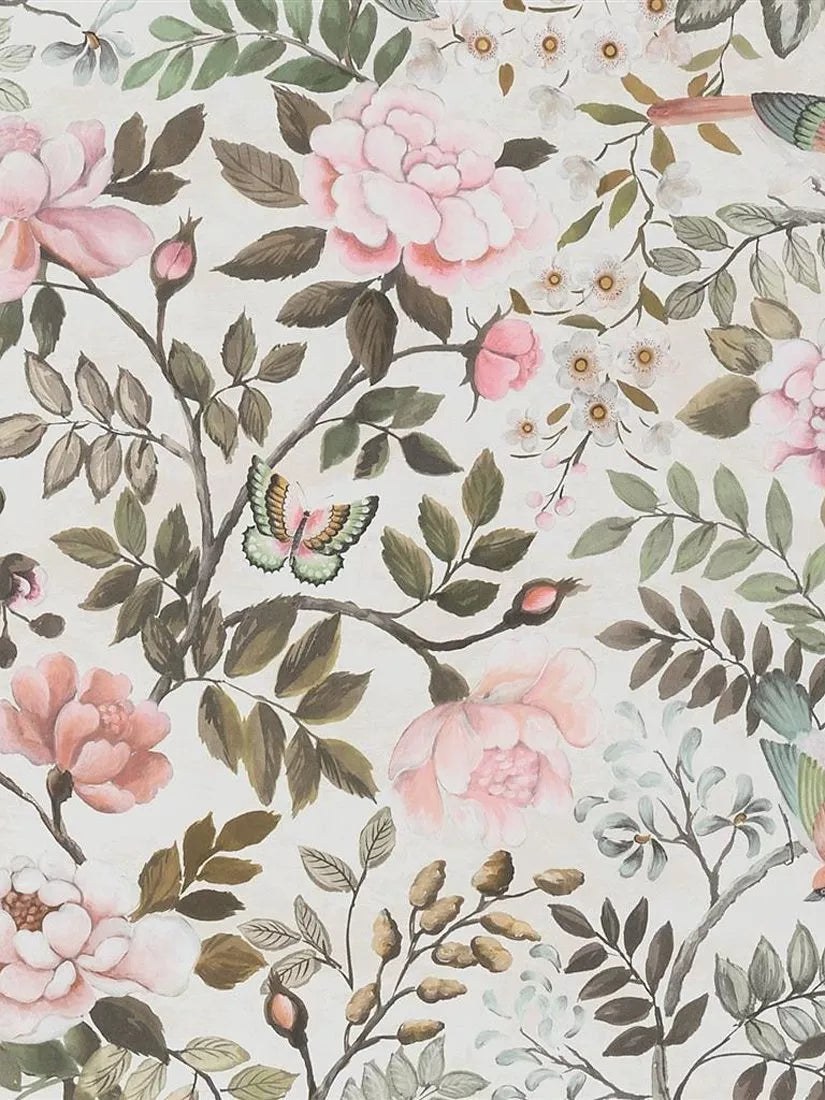 Floral Bird Patterned Wallpaper on Non-Woven Ground for Easy Installation