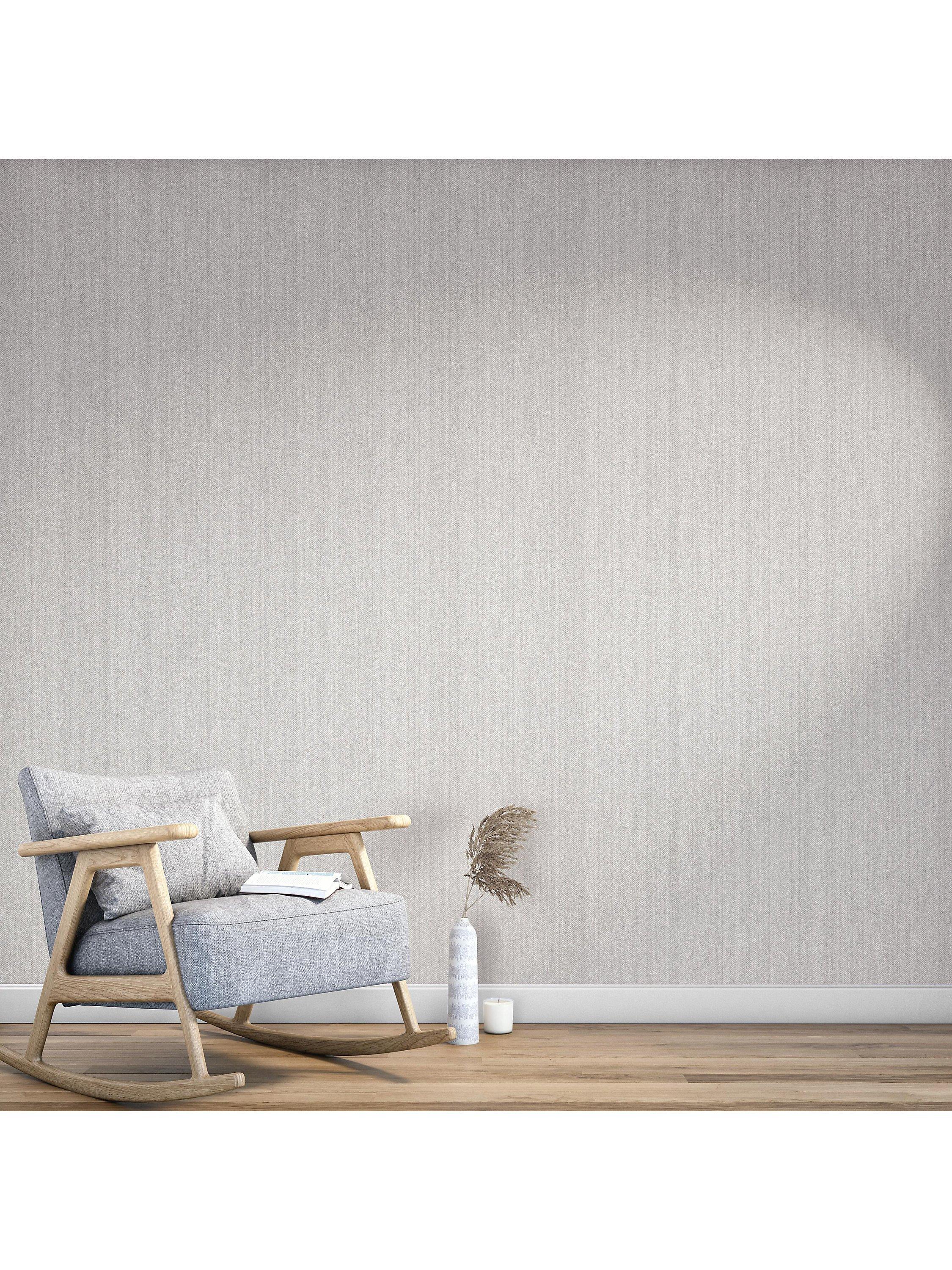 John Lewis herringbone vinyl wallpaper pale grey - British product