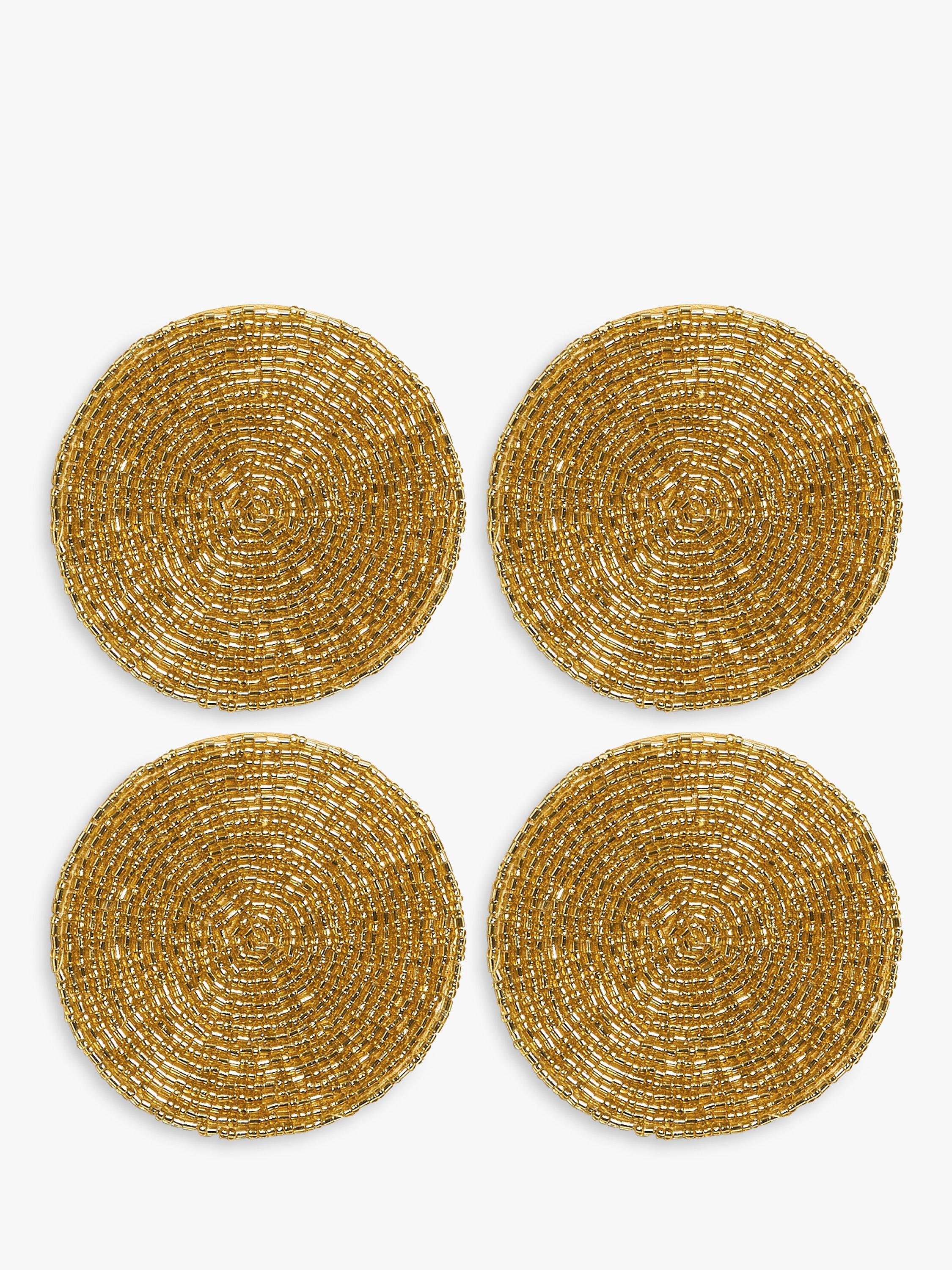 John Lewis Gold Beaded Round Coasters Set of 4, UK version