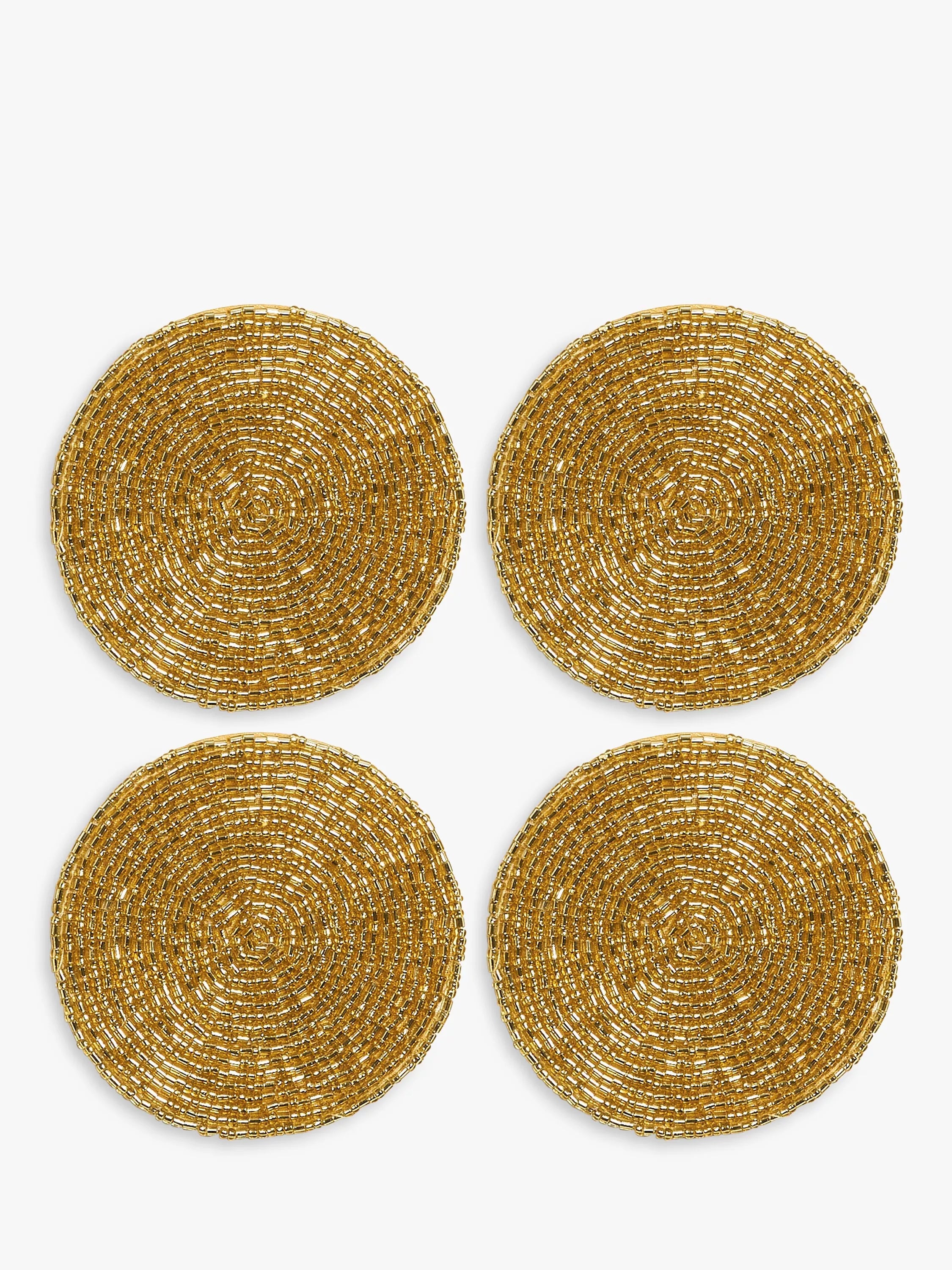 John Lewis Gold Beaded Round Coasters Set of 4, UK version