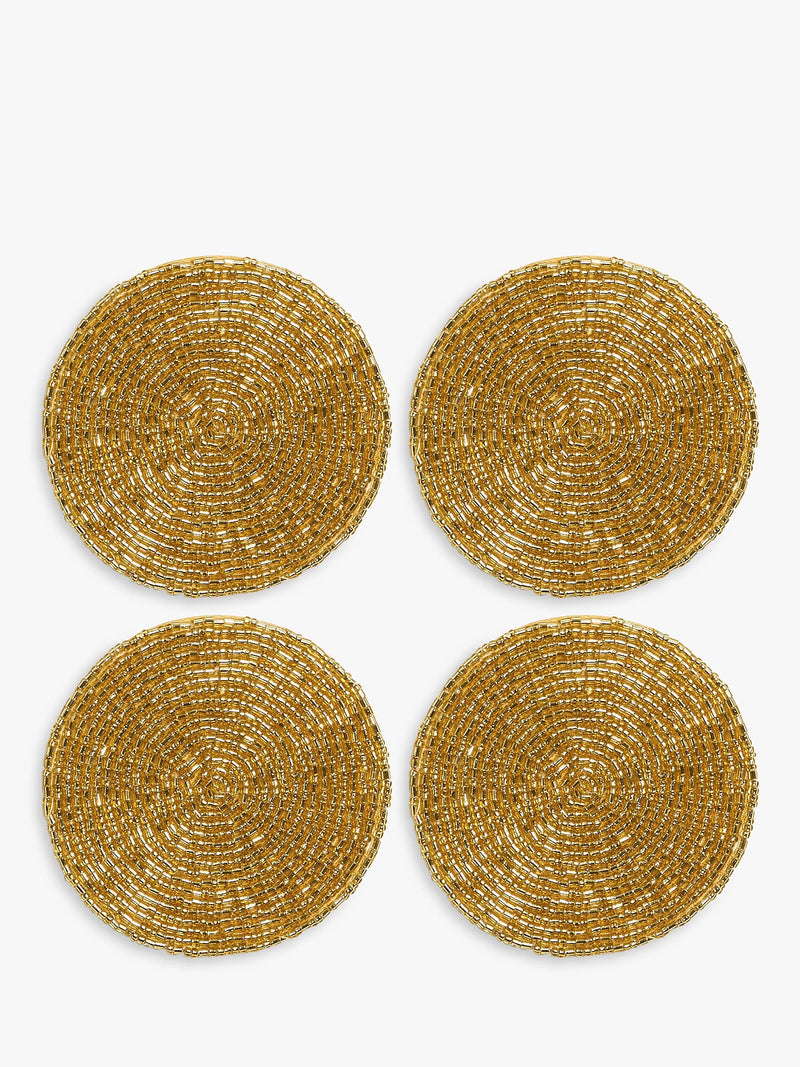 John Lewis Gold Beaded Round Coasters Set of 4, UK version