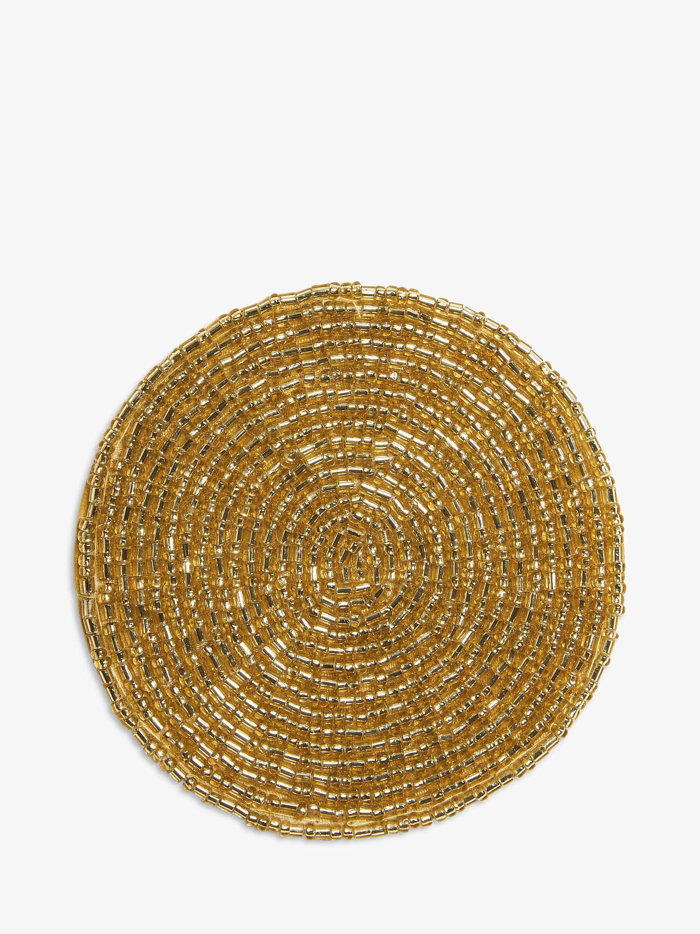John Lewis Gold Beaded Round Coasters Set of 4, UK version