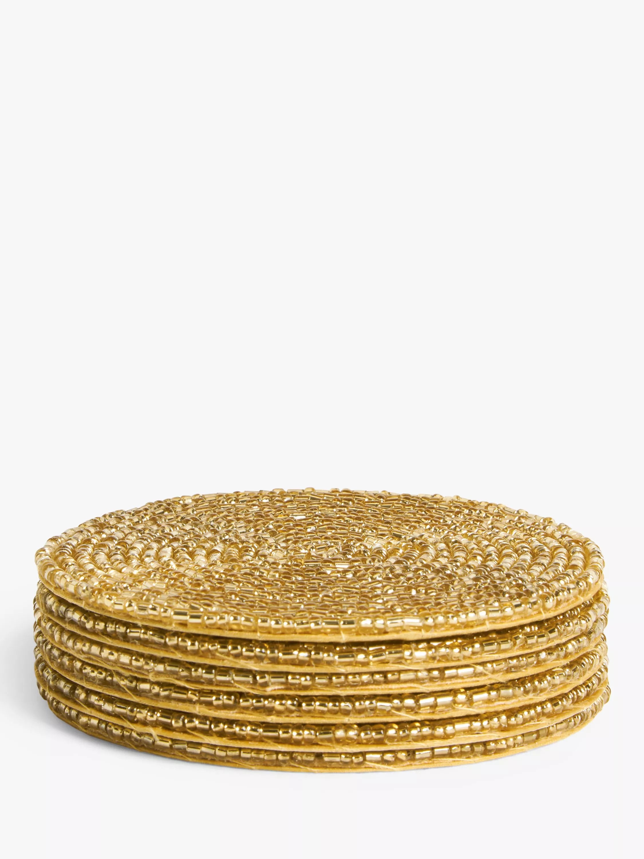 John Lewis Gold Beaded Round Coasters Set of 4, UK version