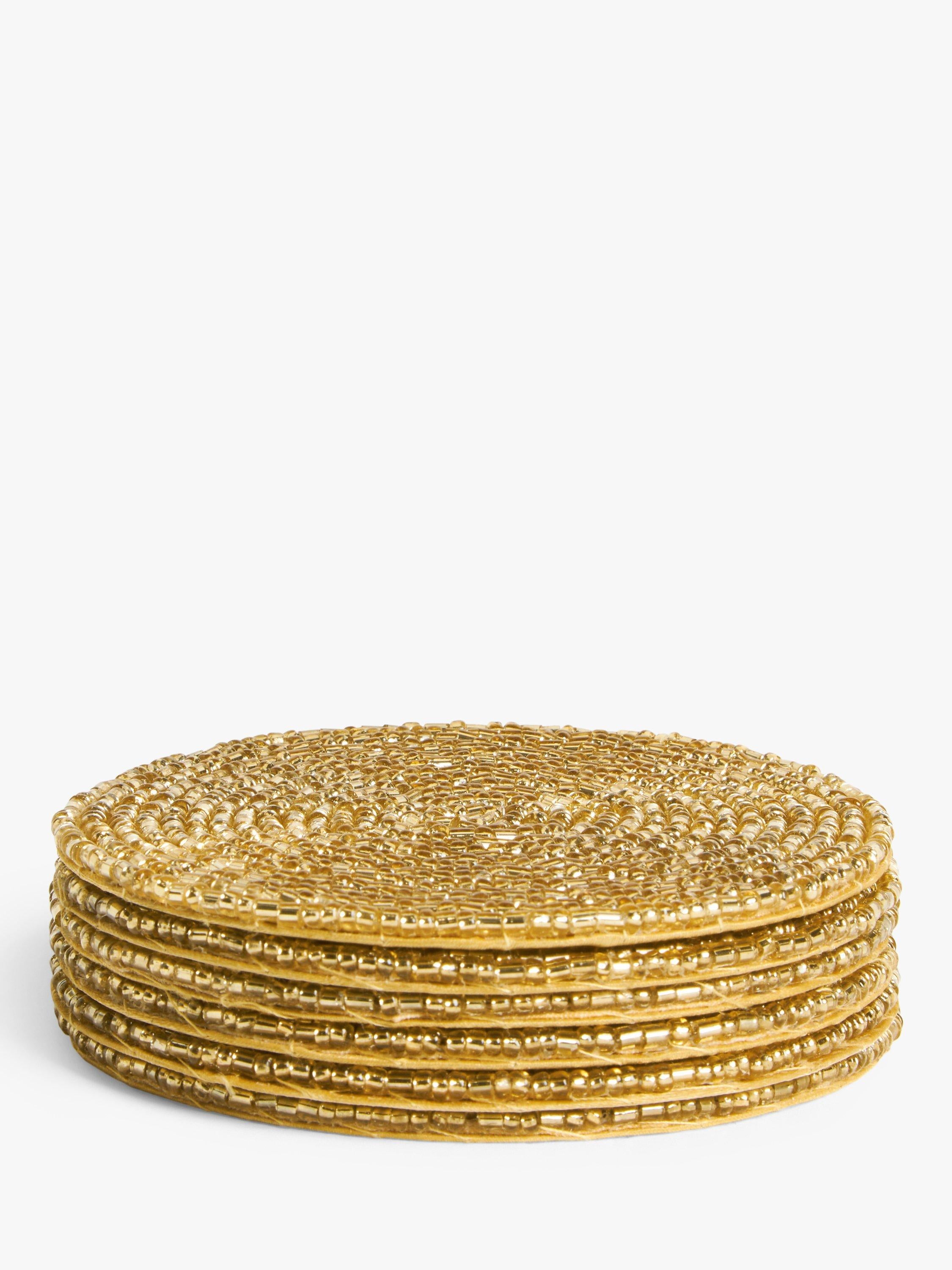 John Lewis Gold Beaded Round Coasters Set of 4, UK version