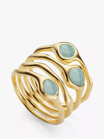 John Lewis Monica Vinader MV Siren Aquamarine Gemstone Stacked Ring- Buy online at McGrocer