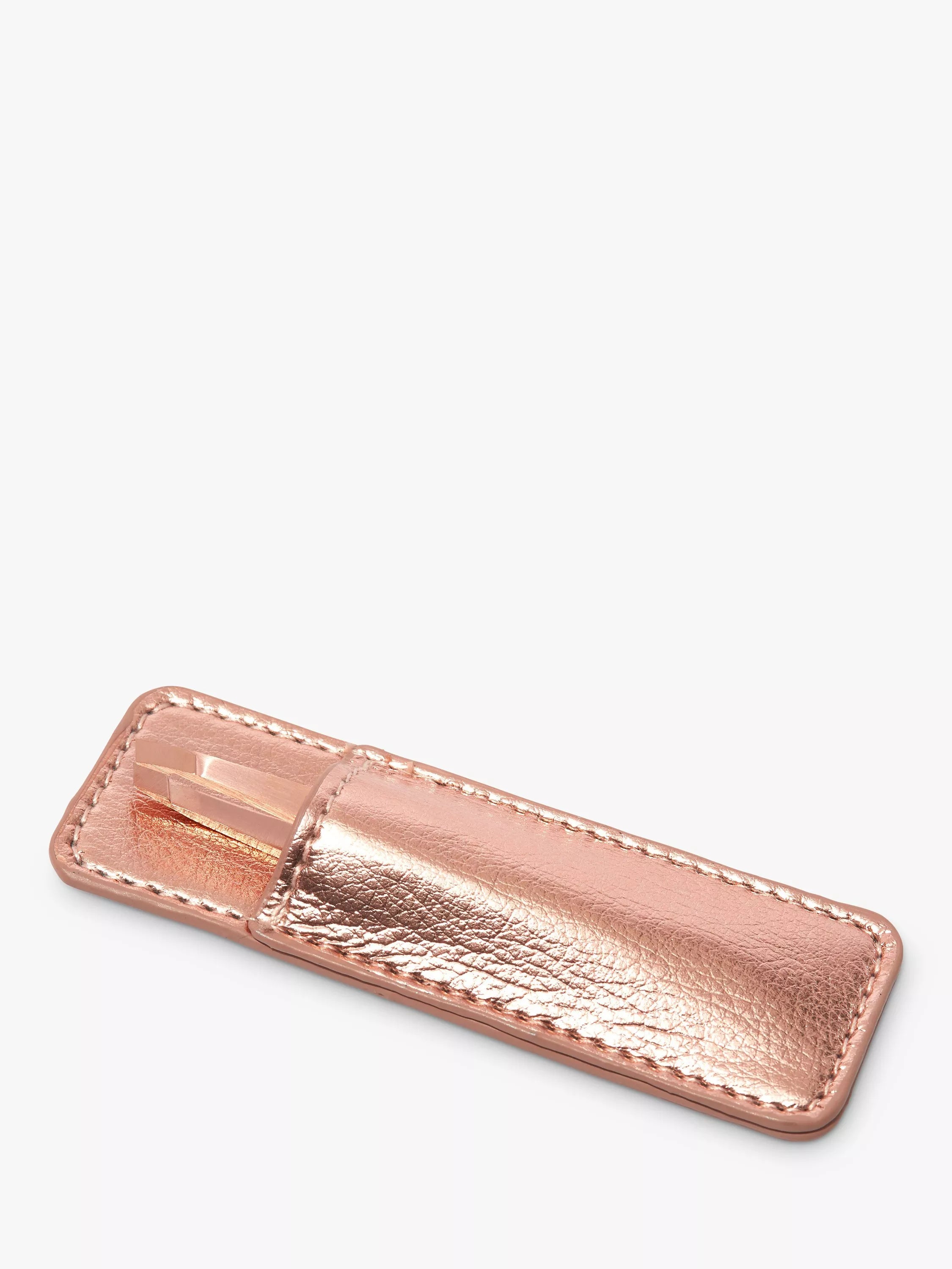 Tweezerman rose gold mini slant tweezers, imported from the UK