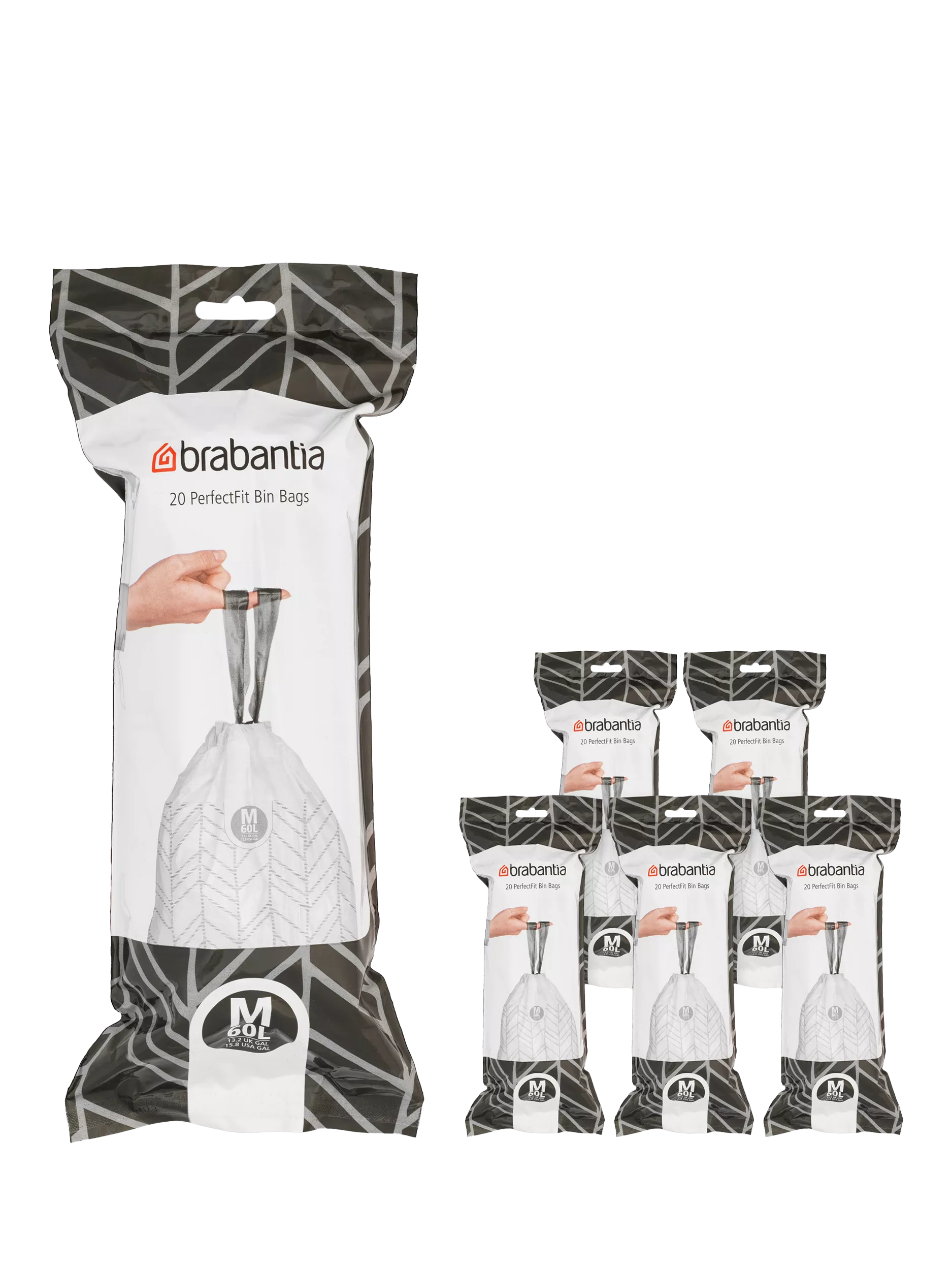 Brabantia PerfectFit bin liners 60L 120 bags - British product