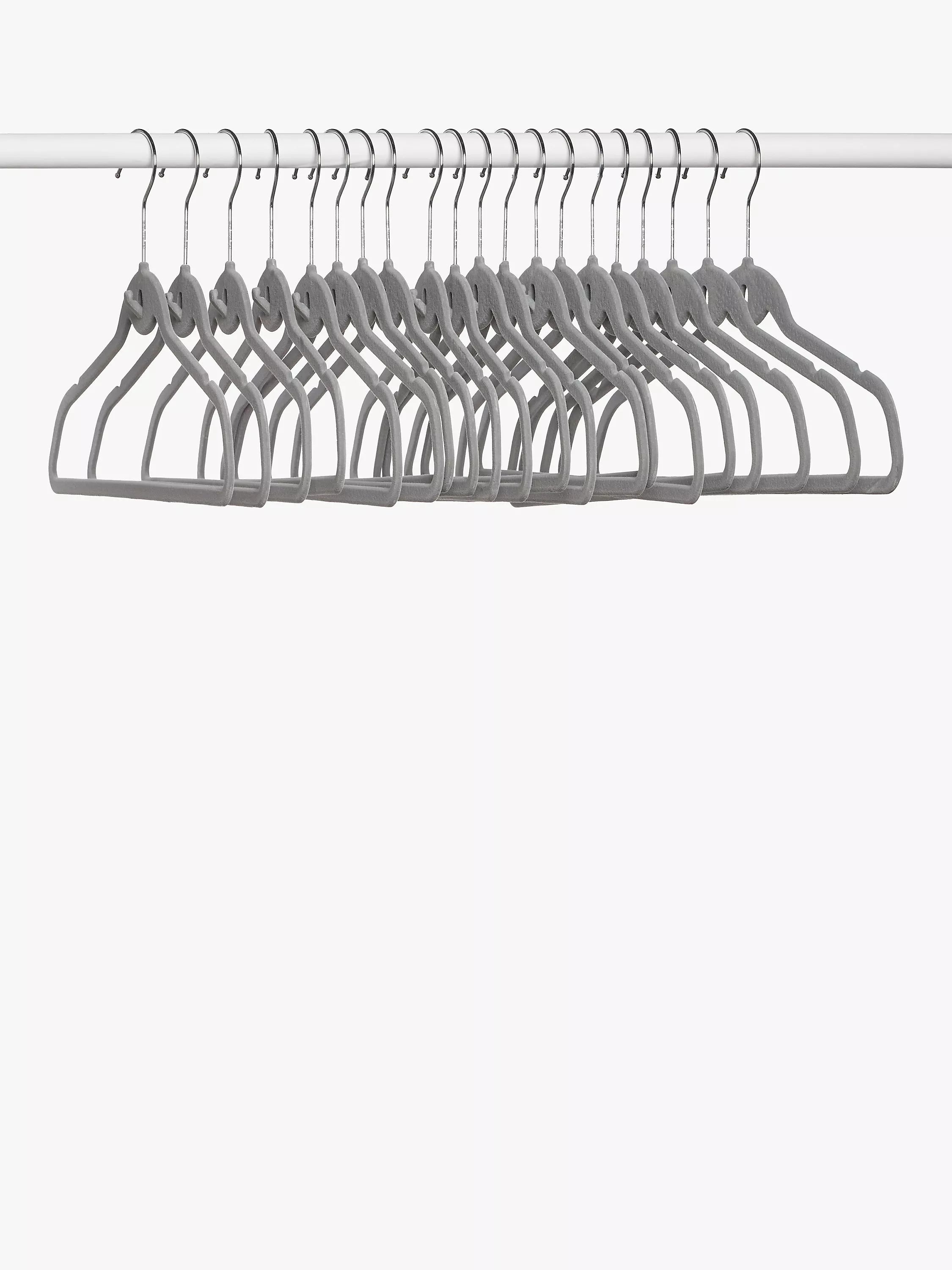 John Lewis flock clothes hangers pack of 20 grey, imported from the UK