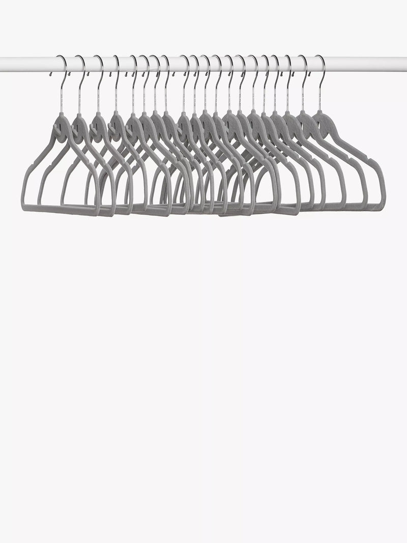 John Lewis flock clothes hangers pack of 20 grey, imported from the UK