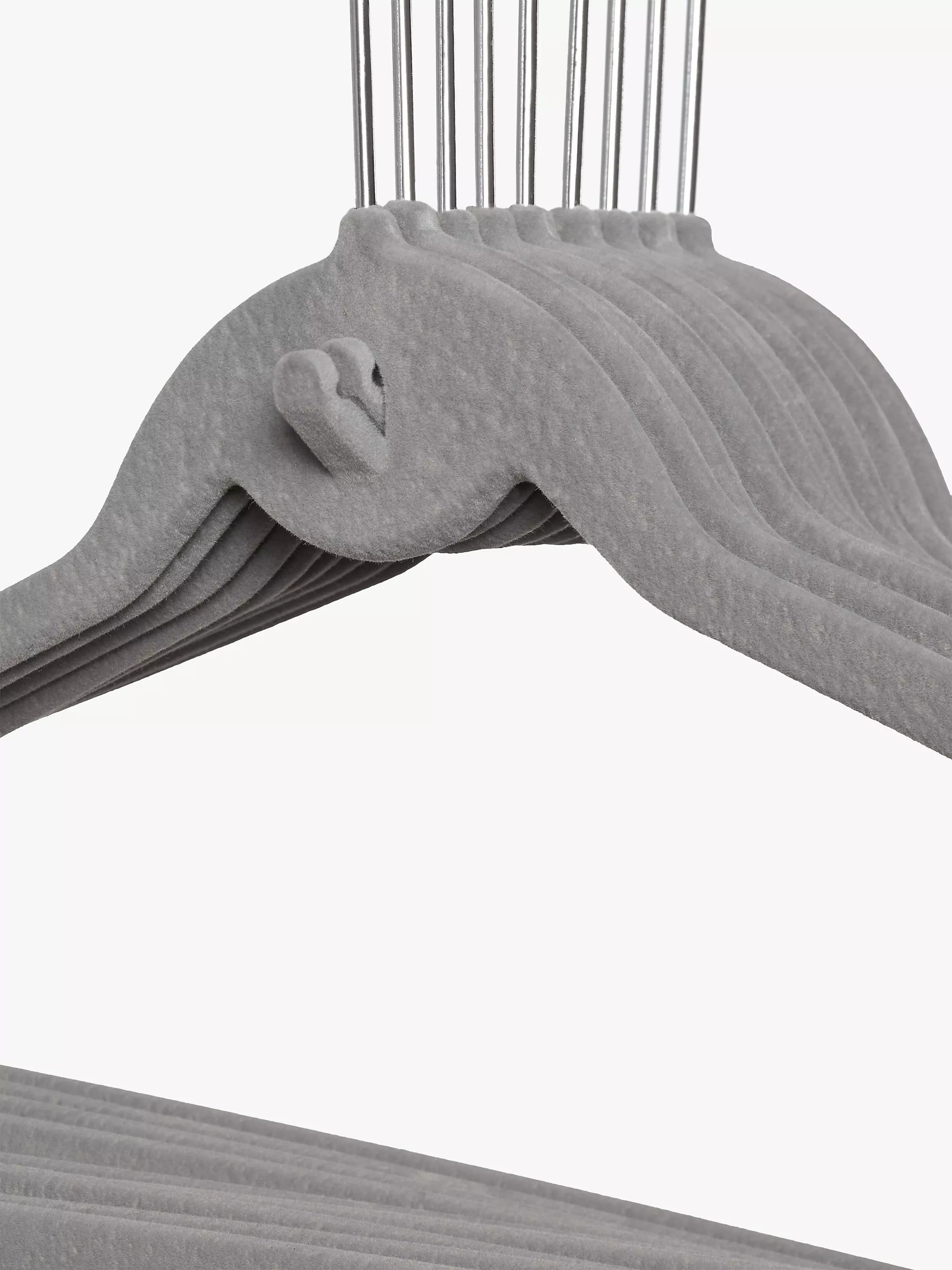 John Lewis flock clothes hangers pack of 20 grey, imported from the UK