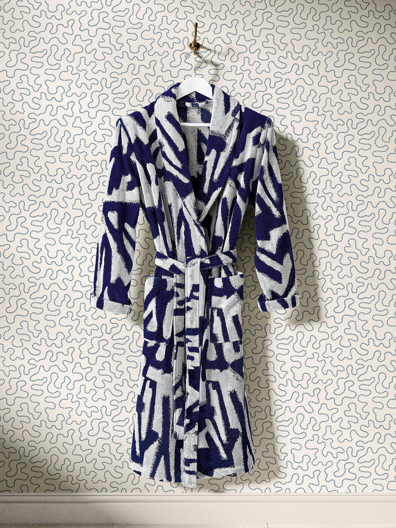 Harlequin x Sophie Robinson Thicket Bath Robe Lapis, UK version