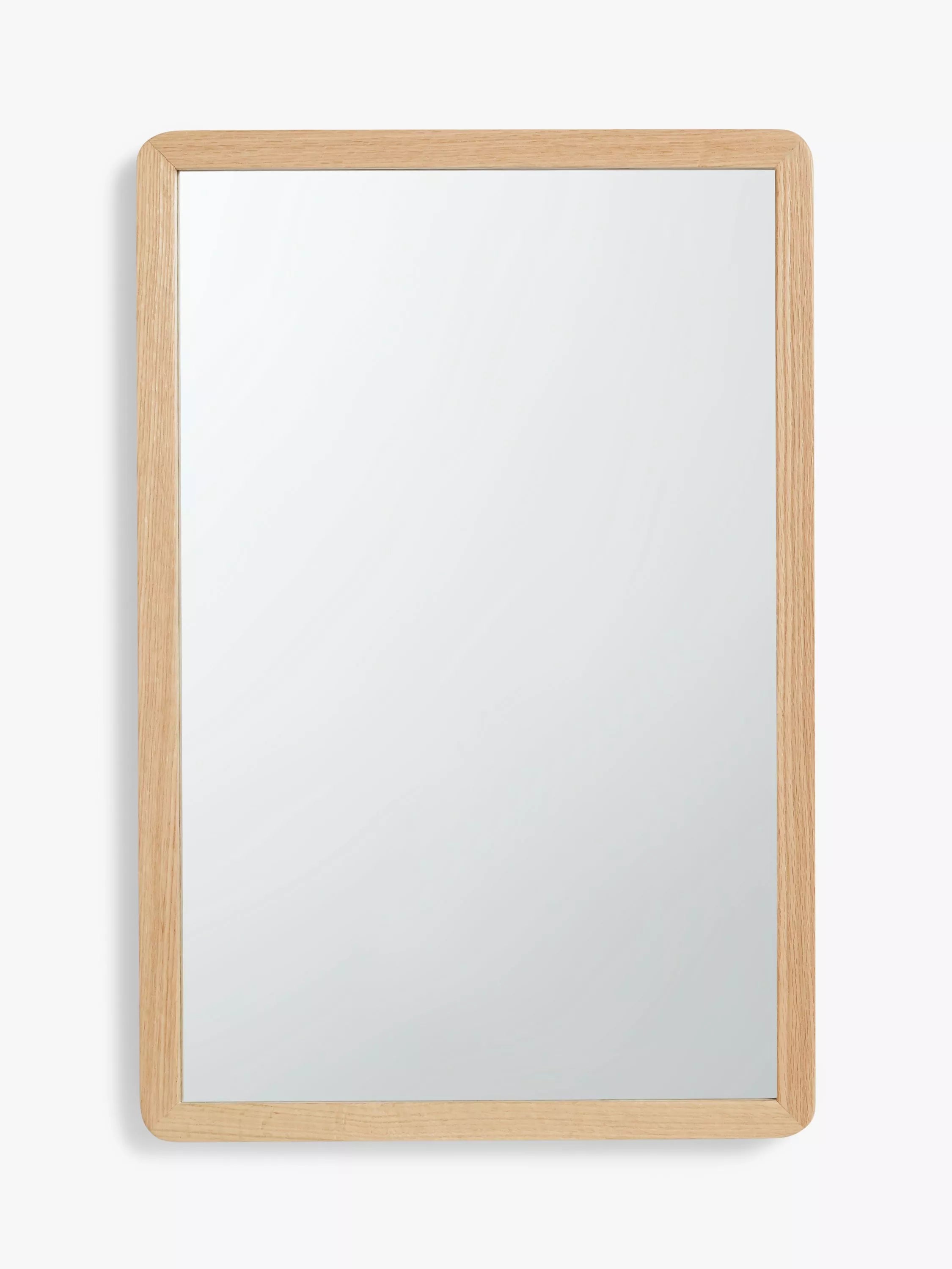 John Lewis Slim Solid Oak Wood Rectangular Wall Mirror, 75 x 50cm, Natural Oak