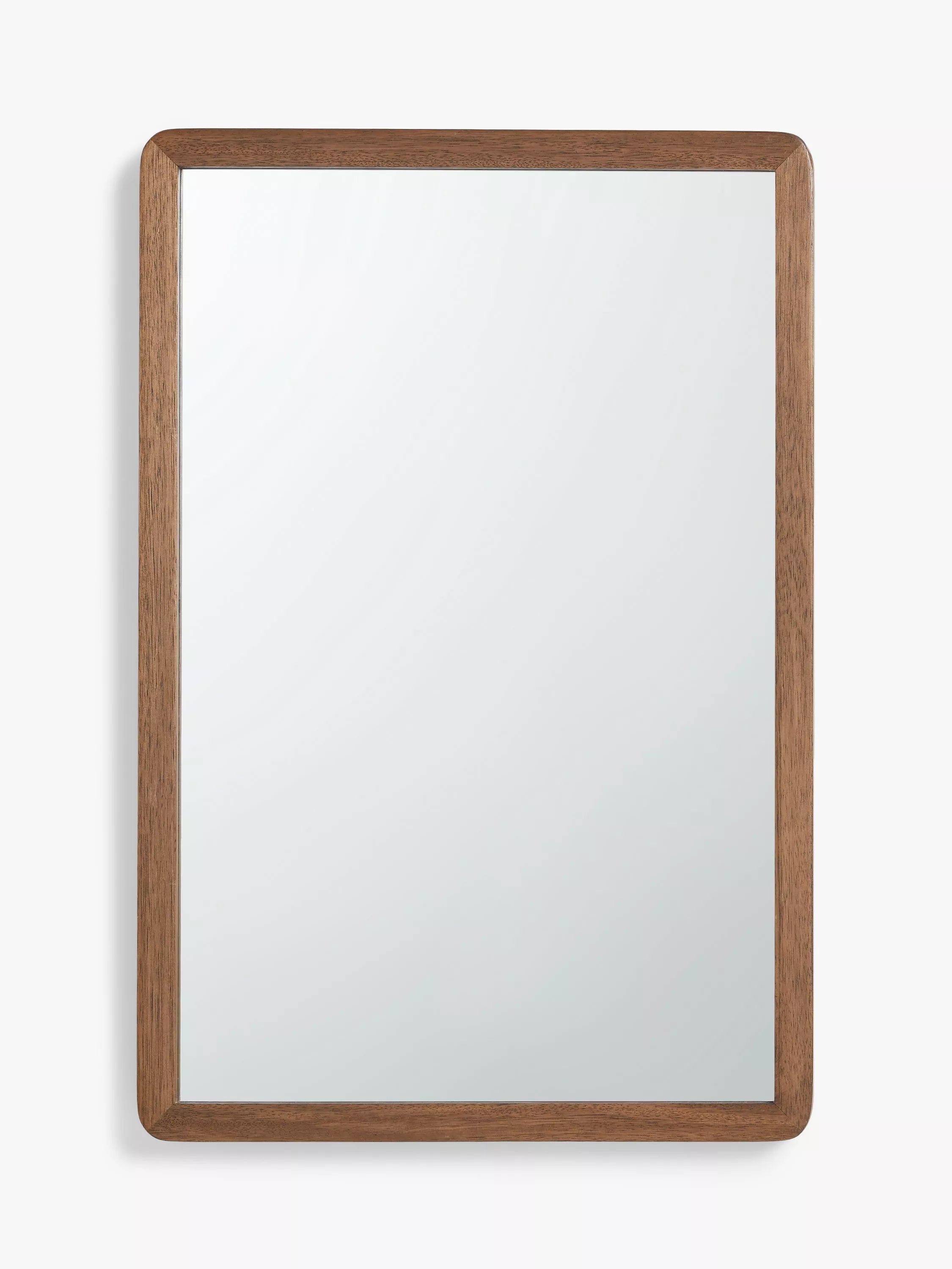 John Lewis Slim Solid Oak Wood Rectangular Wall Mirror, 75 x 50cm, Walnut