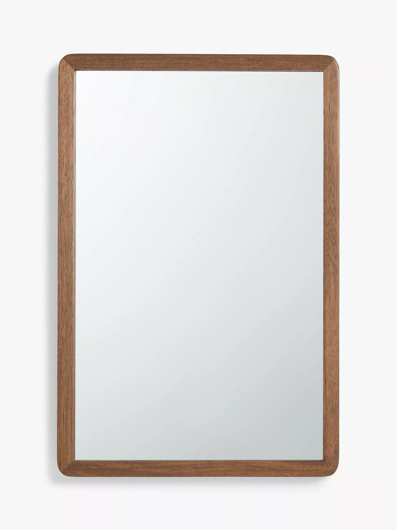 John Lewis Slim Solid Oak Wood Rectangular Wall Mirror, 75 x 50cm, Walnut
